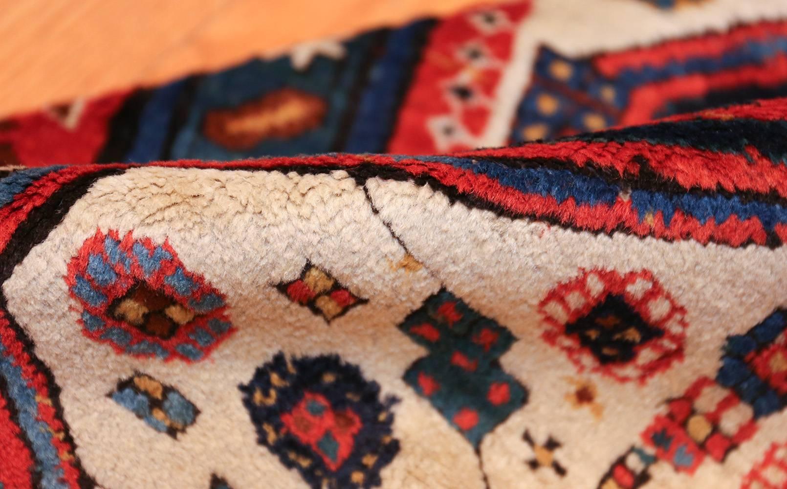 Hand-Knotted Antique Caucasian Kazak Runner Rug