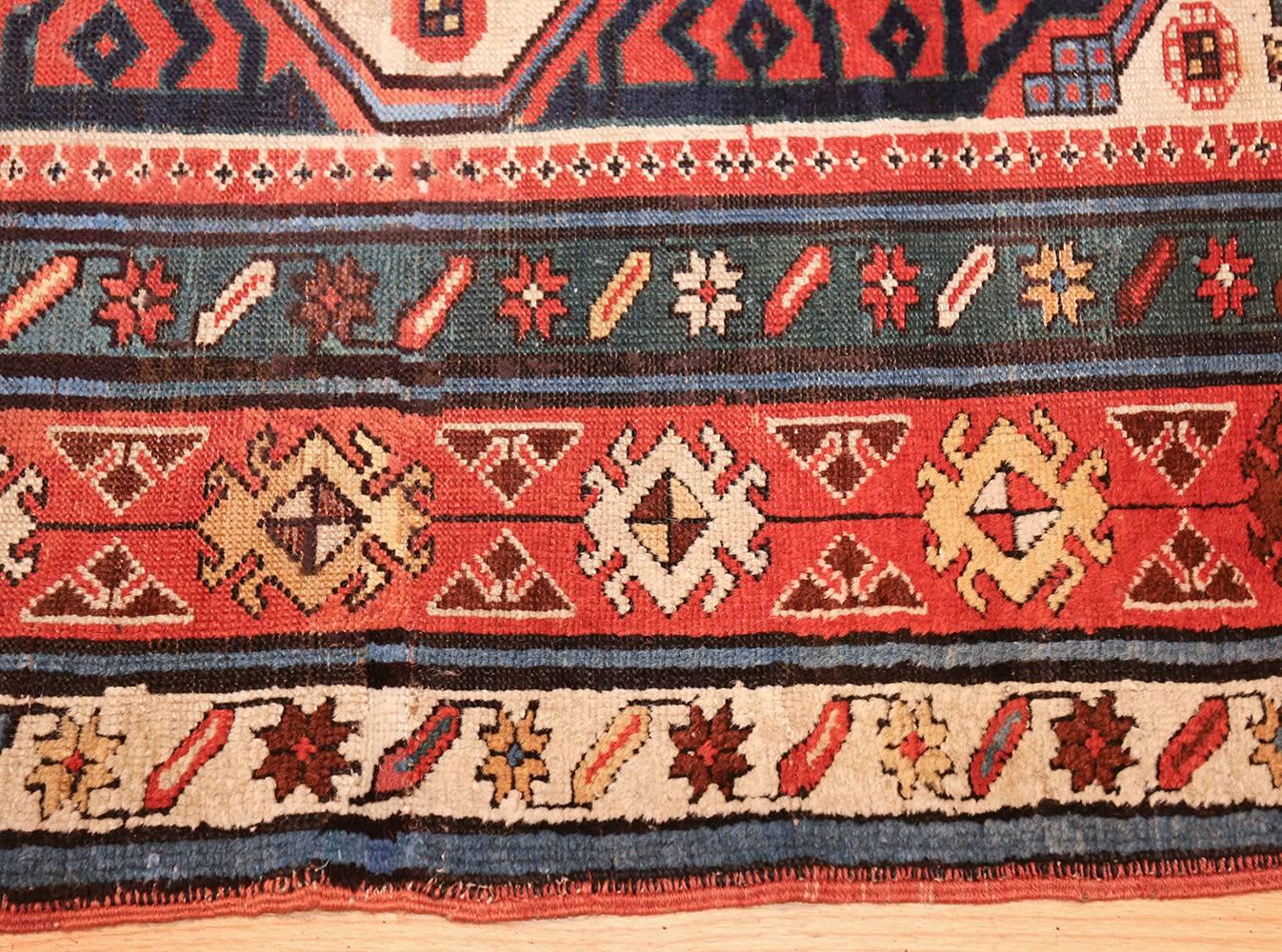 Wool Antique Caucasian Kazak Runner Rug