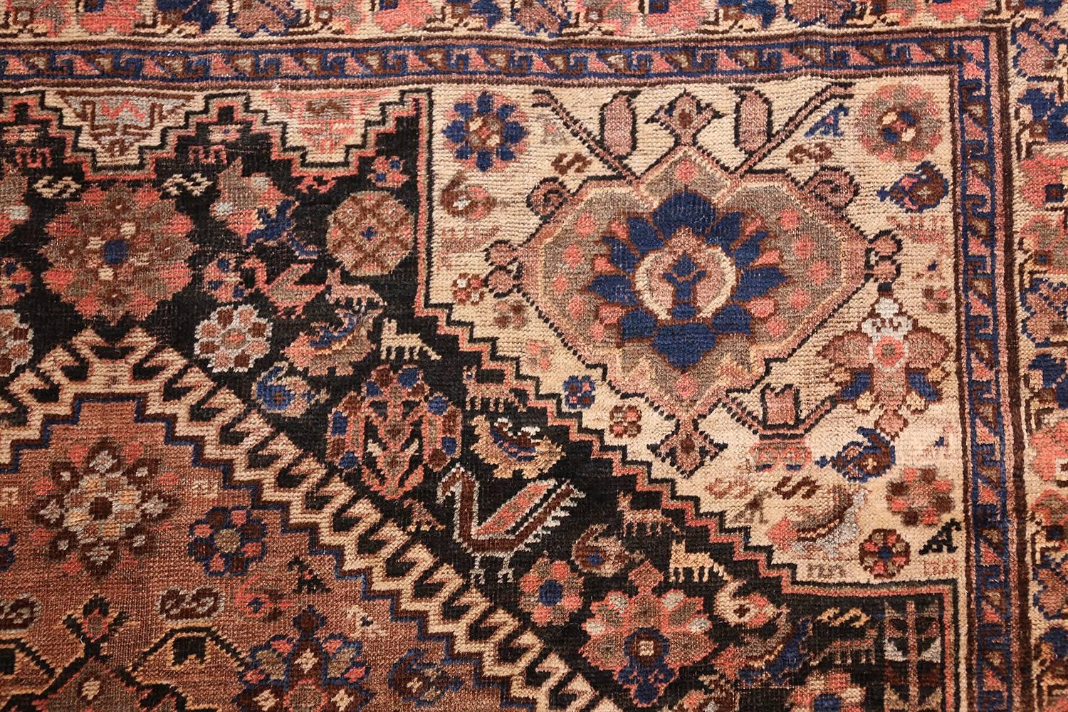 Tribal Antique Persian Qashqai Gallery Size Rug. Size: 7 ft x 16 ft 8 in 