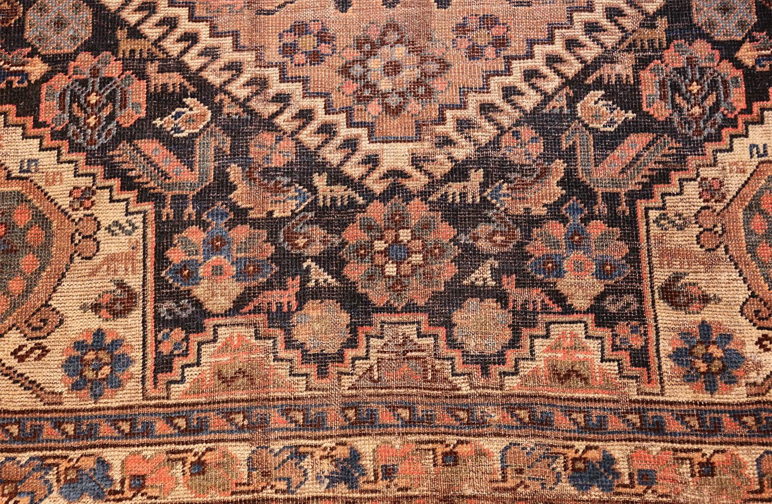 Hand-Knotted Antique Persian Qashqai Gallery Size Rug. Size: 7 ft x 16 ft 8 in 