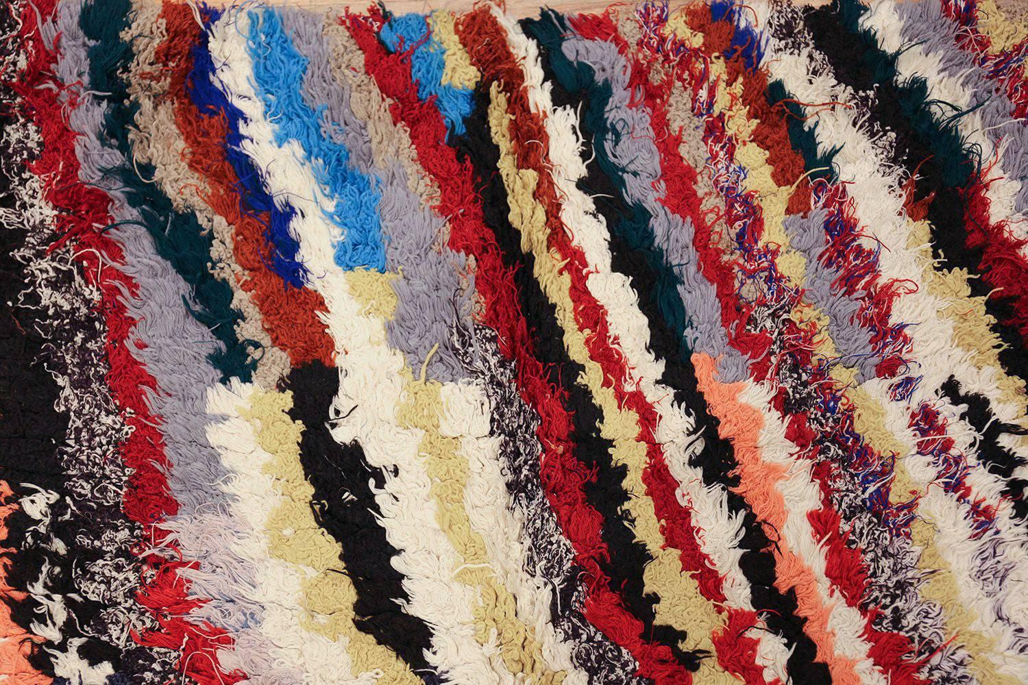 Mid-Century Modern Colorful Vintage Moroccan Rug