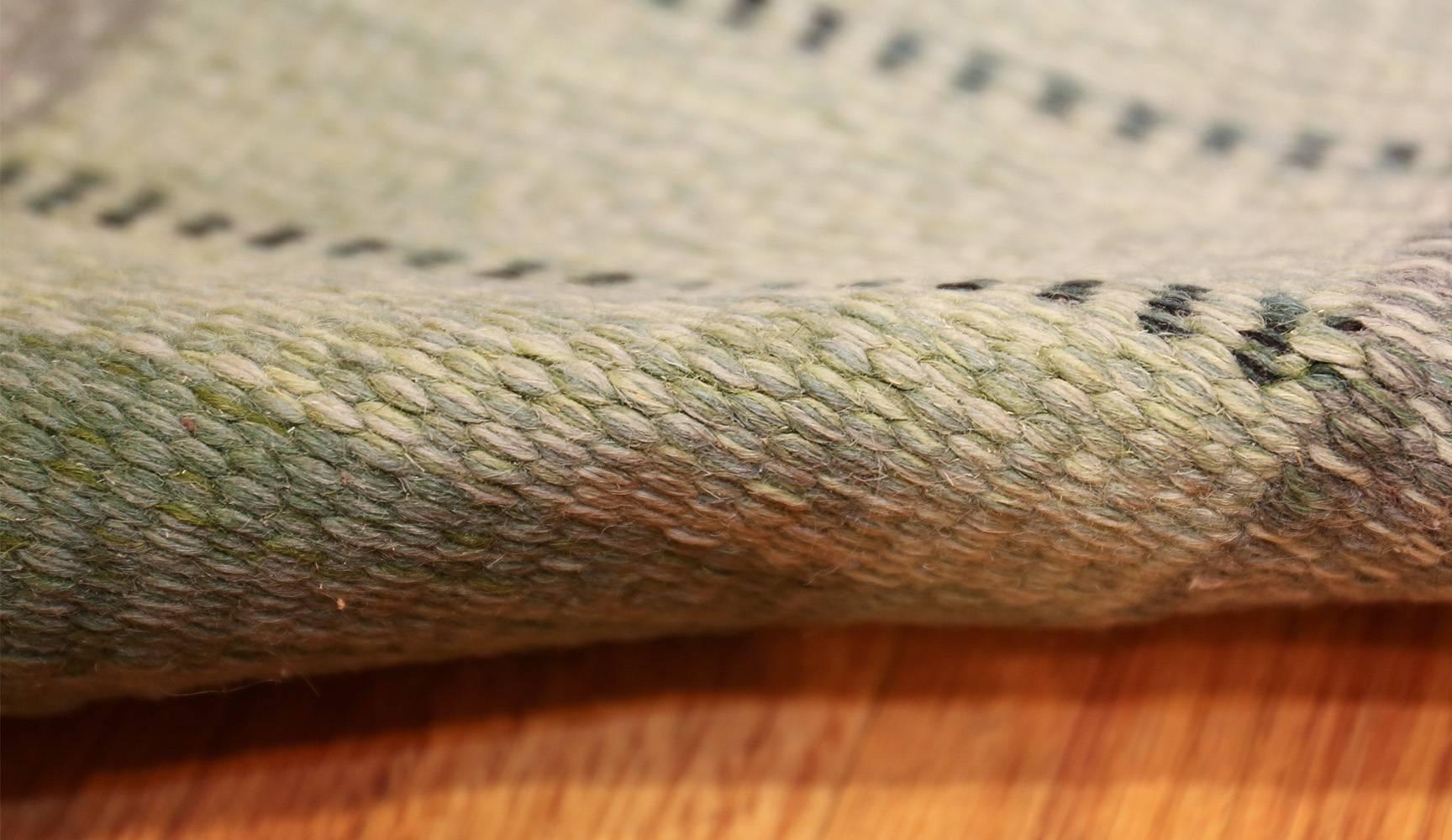 Wool Green Vintage Scandinavian Kilim Rug by Ingegerd Silow