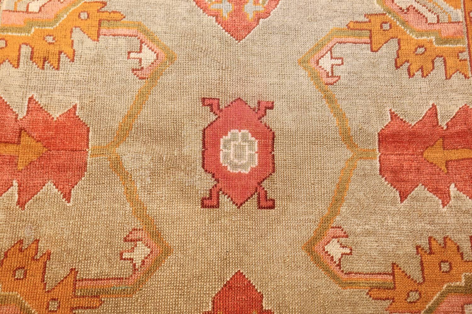 Hand-Knotted Square Antique Oushak Rug 