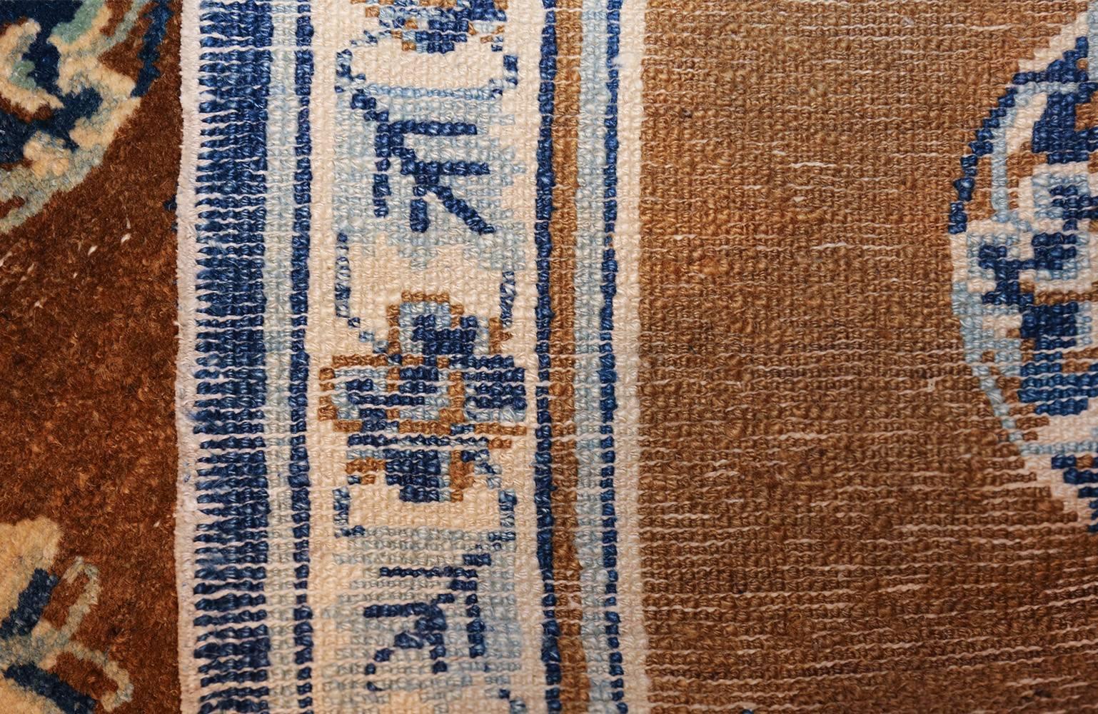 Chinese Export Small Size Antique Blue and Brown Chinese Rug