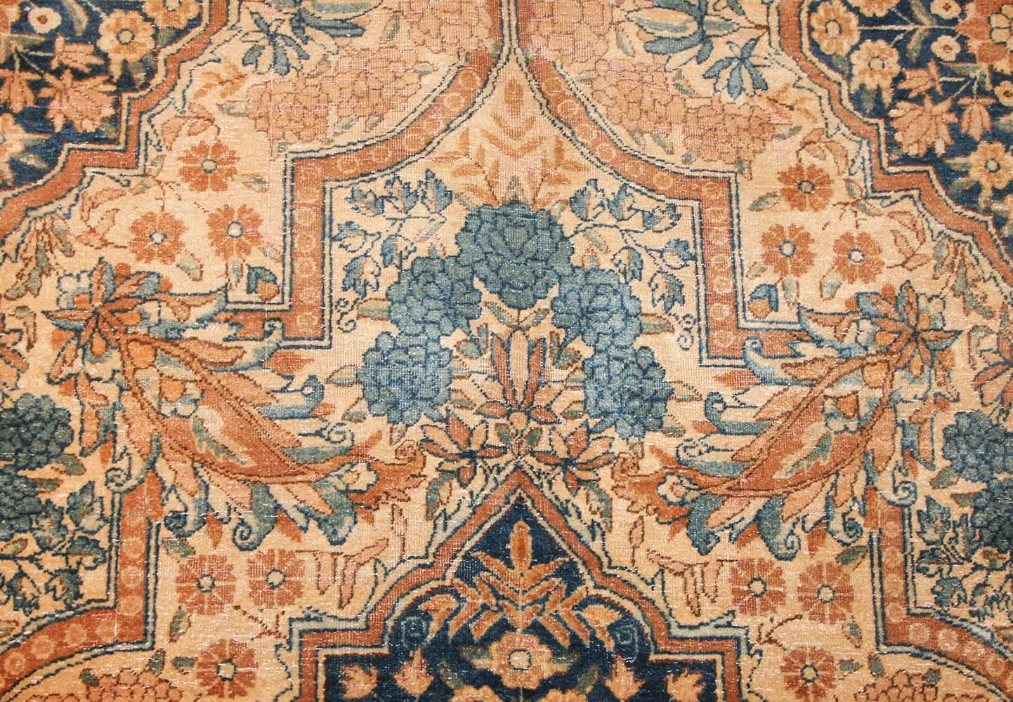 Hand-Knotted Antique Persian Kerman Rug. Size: 10 ft 6 in x 14 ft 2 in (3.2 m x 4.32 m)