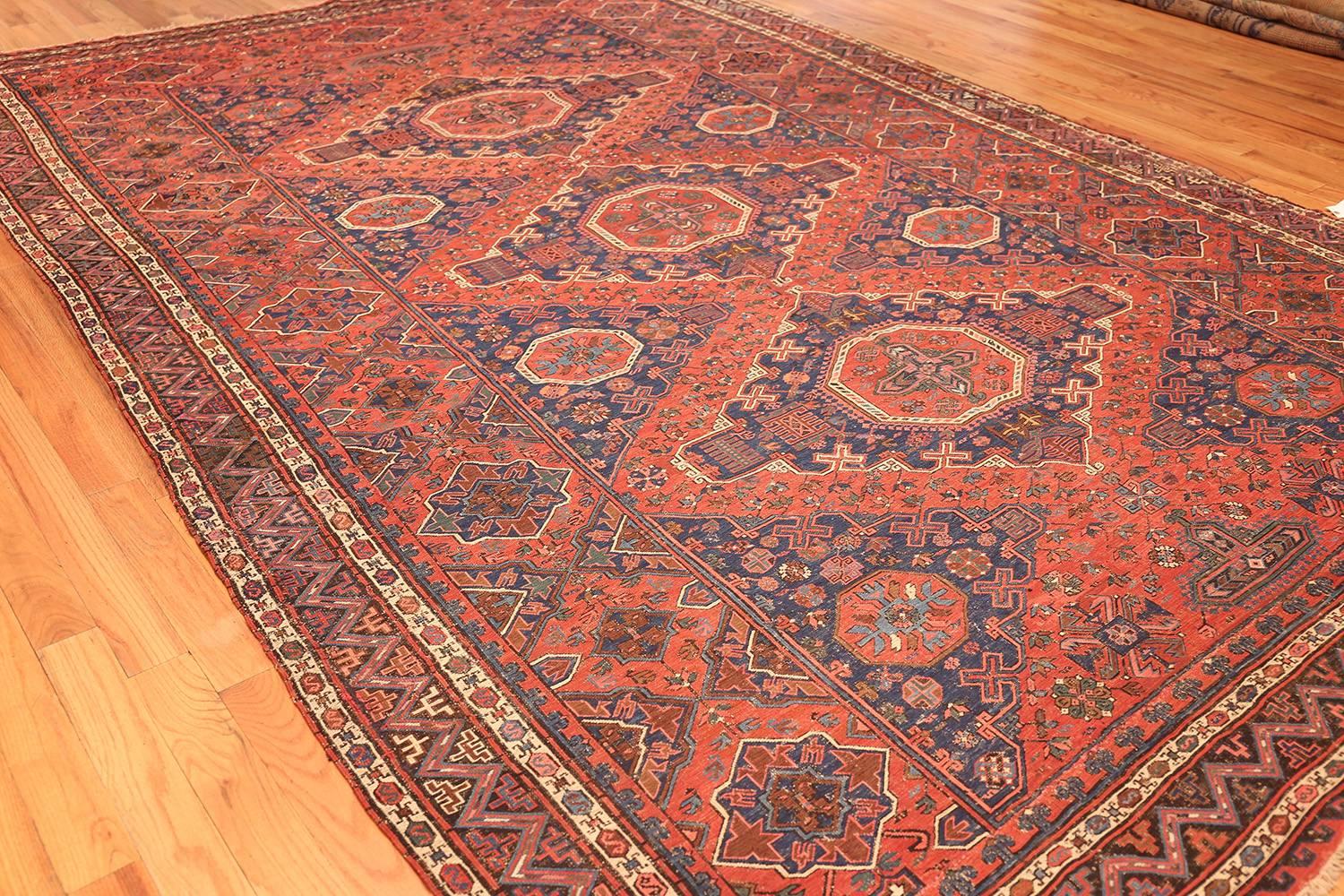 Tribal Antique Caucasian Soumak Rug. Size: 8 ft x 12 ft 6 in (2.44 m x 3.81 m) 1