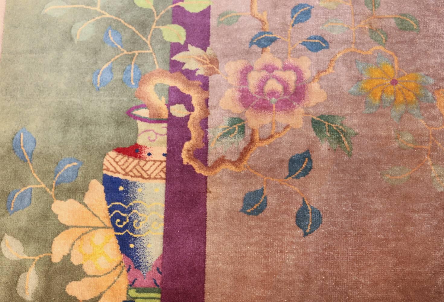 Wool Purple Antique Art Deco Chinese Rug