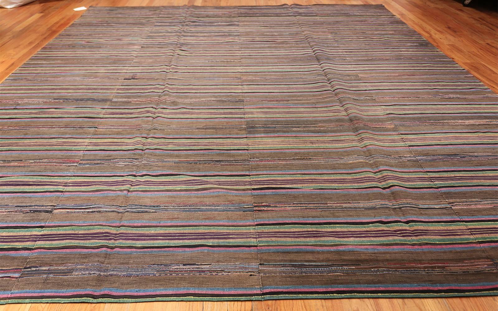 Large Room Size Antique American Rag Rug. Size: 11 ft 6 in x 14 ft 8 in  1