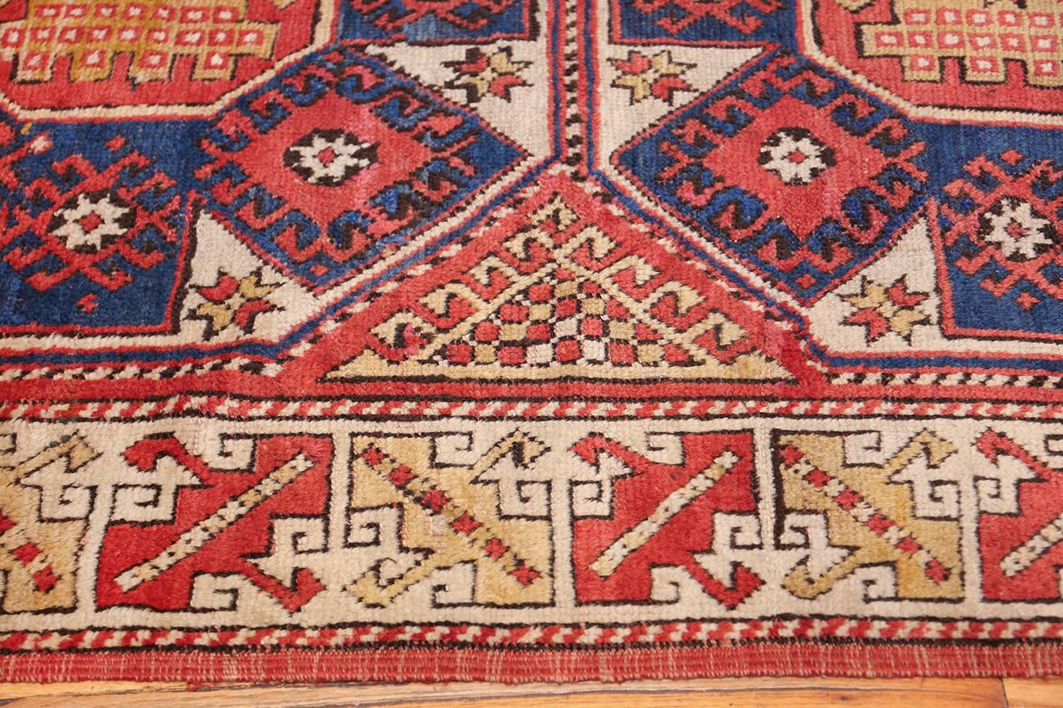 19th Century Small Scatter Size Tribal Antique Bergama Turkish Rug. Size: 4 ft 6 in x 7 ft 