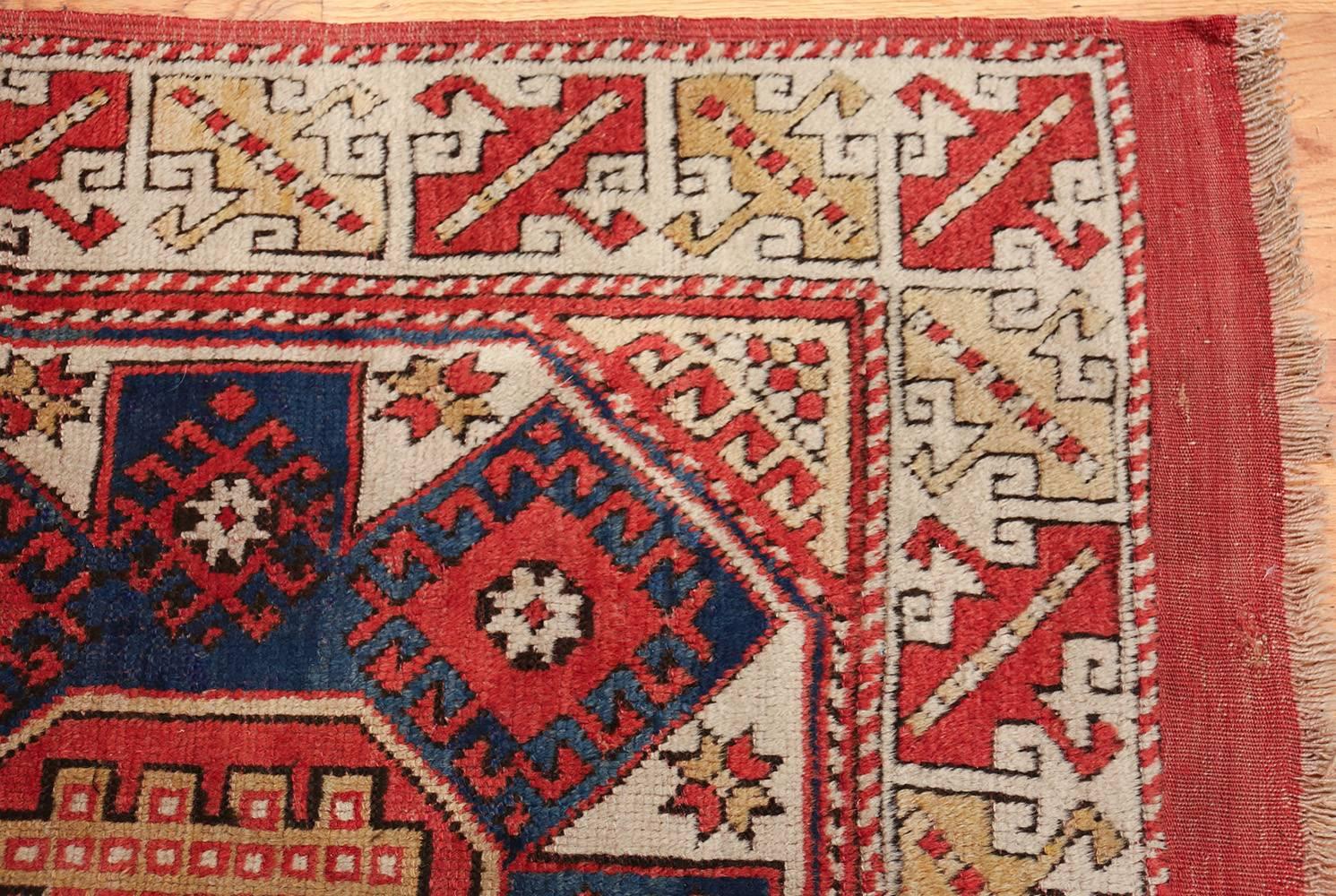 Wool Small Scatter Size Tribal Antique Bergama Turkish Rug. Size: 4 ft 6 in x 7 ft 