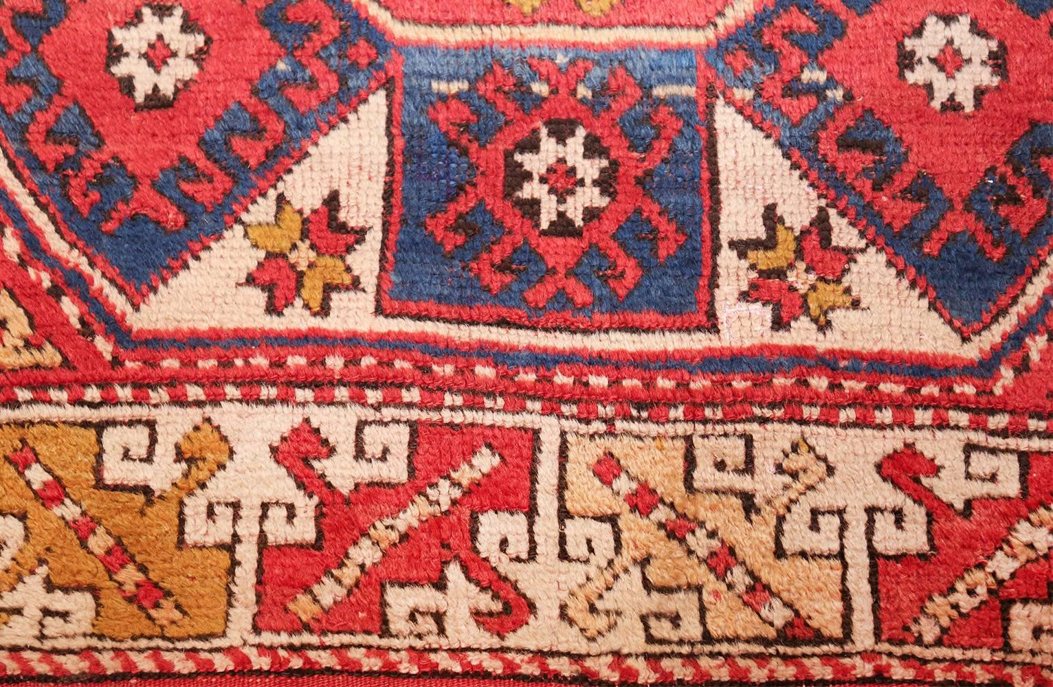 Small Scatter Size Tribal Antique Bergama Turkish Rug. Size: 4 ft 6 in x 7 ft  2