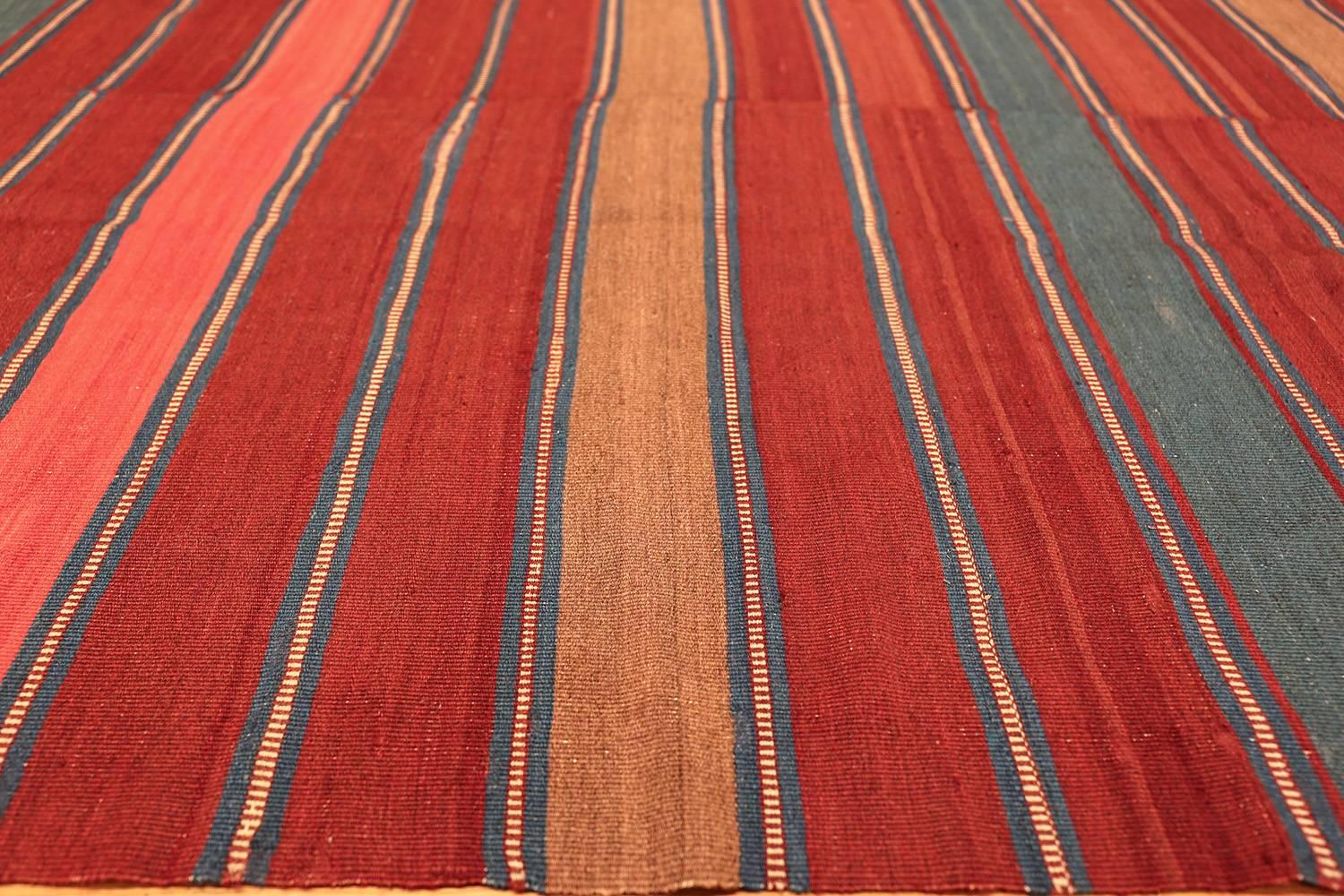 Antique Flat-Woven Shahsavan Caucasian Kilim Rug In Excellent Condition In New York, NY