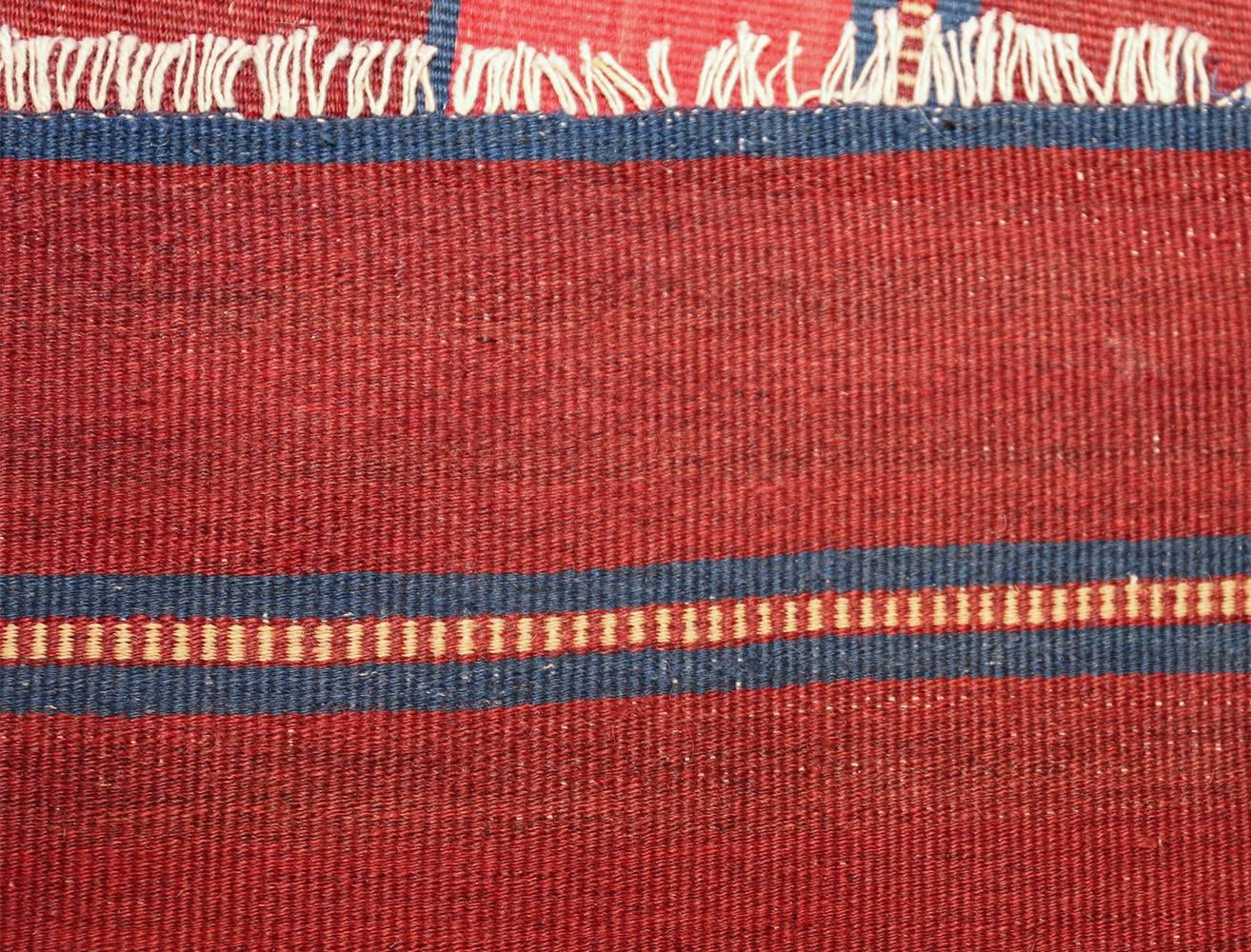 Hand-Woven Antique Flat-Woven Shahsavan Caucasian Kilim Rug