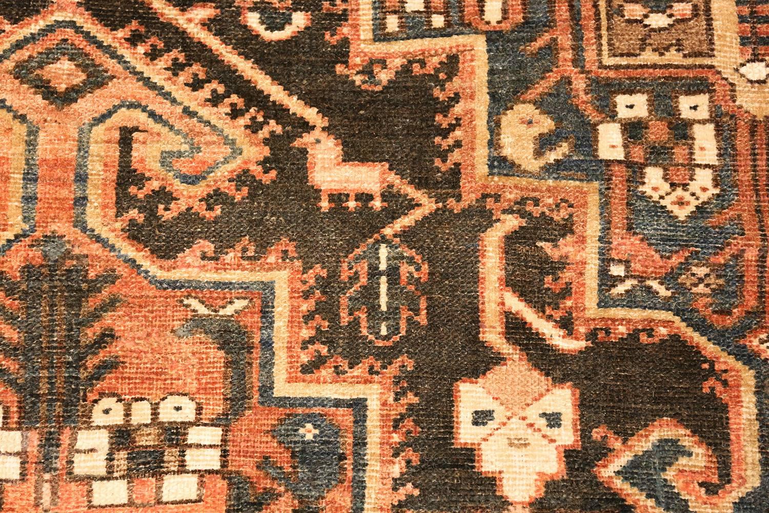 Wool Large Tribal Geometric Antique Bakhtiari Persian Rug. Size: 11' 4