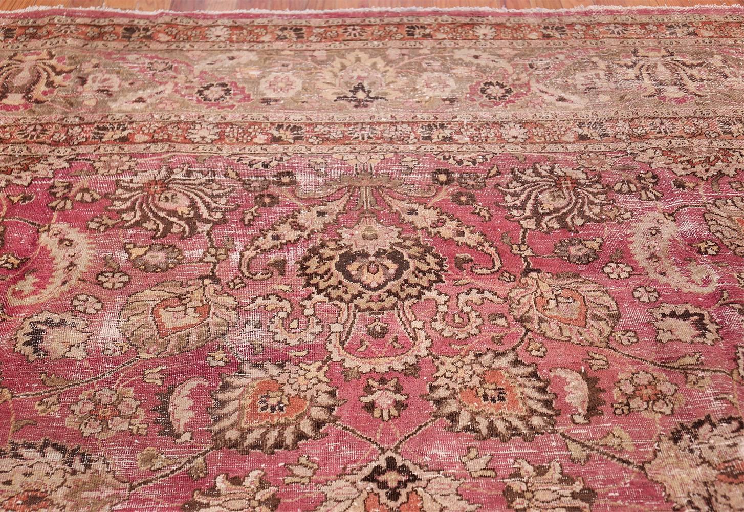 Antique Shabby Chic Persian Khorassan Carpet In Distressed Condition In New York, NY
