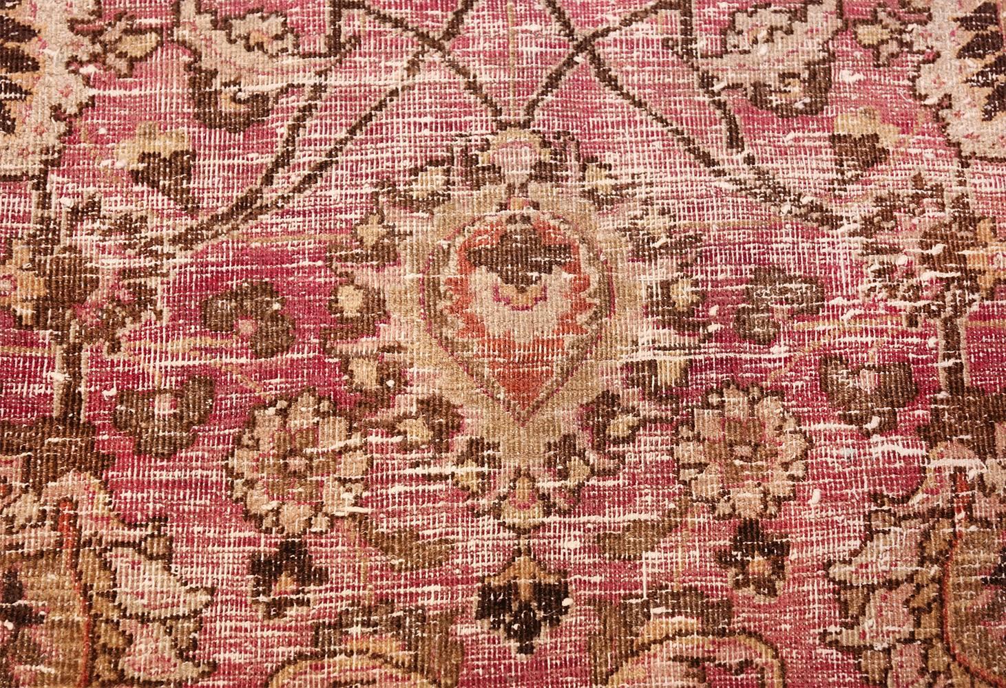 20th Century Antique Shabby Chic Persian Khorassan Carpet