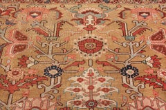 Golden Background Antique Heriz Persian Rug