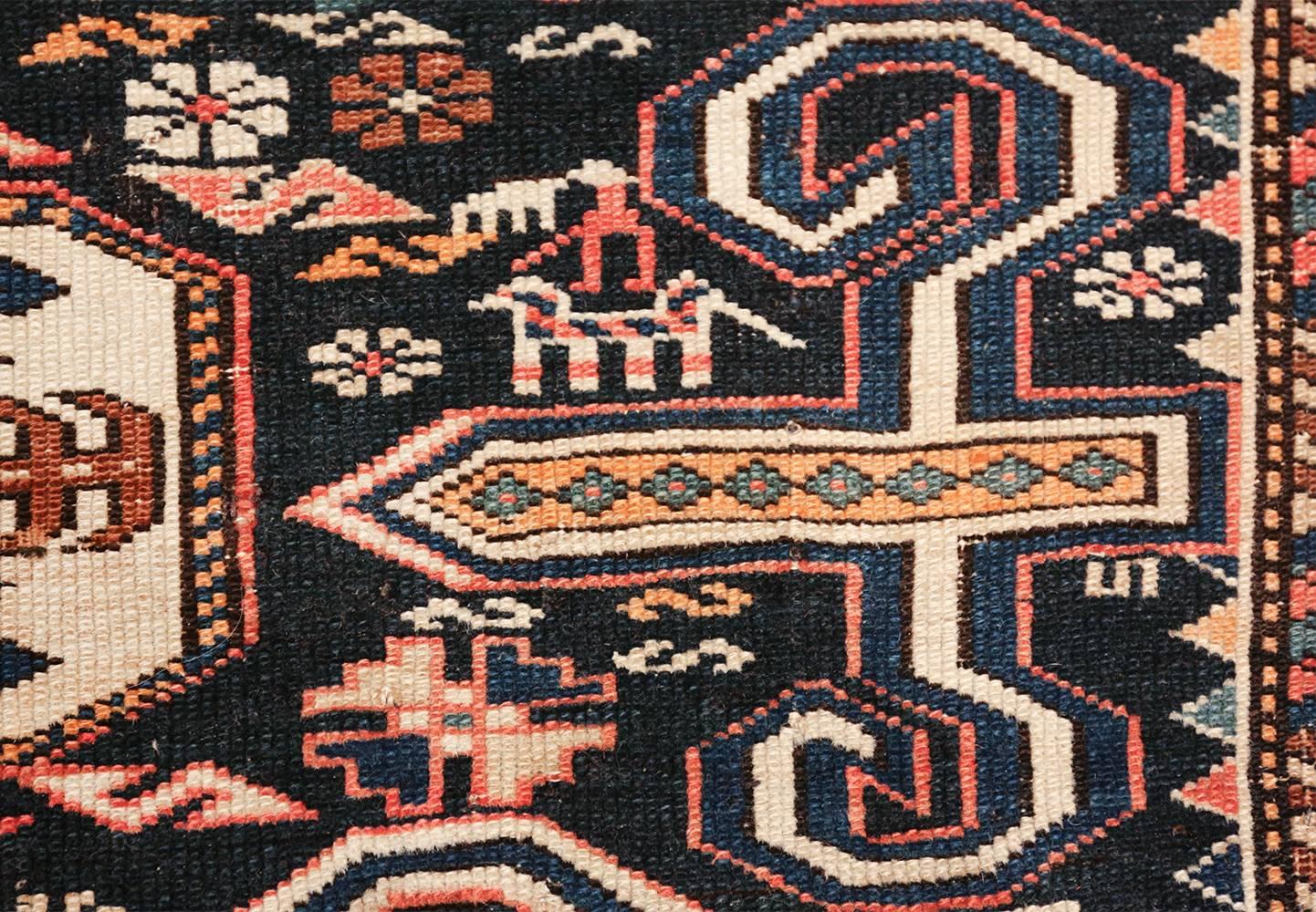 Small Size Antique Tribal Perpedil Caucasian Rug  In Excellent Condition In New York, NY