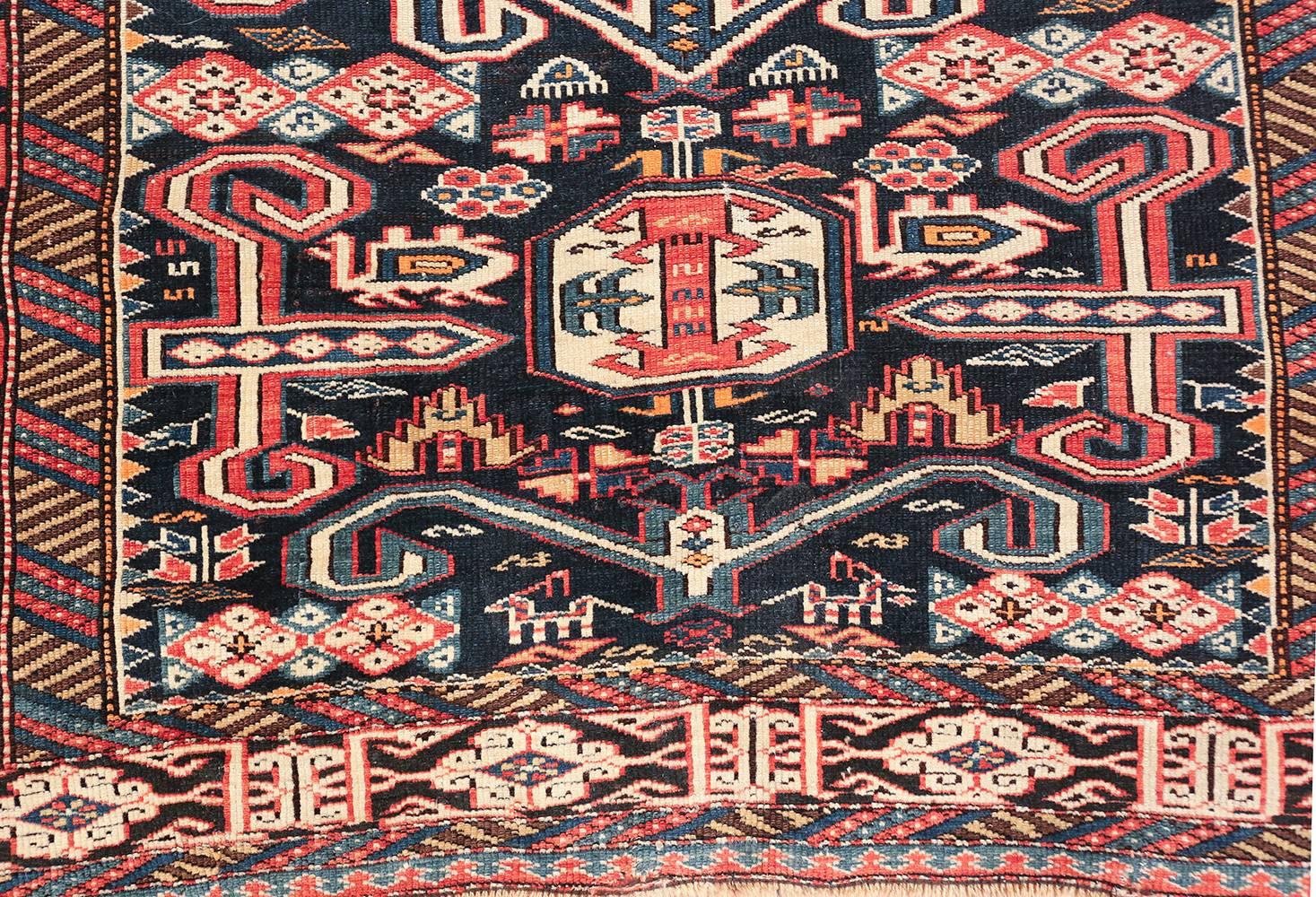 20th Century Small Size Antique Tribal Perpedil Caucasian Rug 