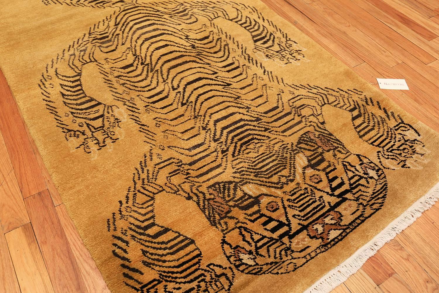 Vintage Mid Century Chinese Tiger Rug  In Excellent Condition In New York, NY