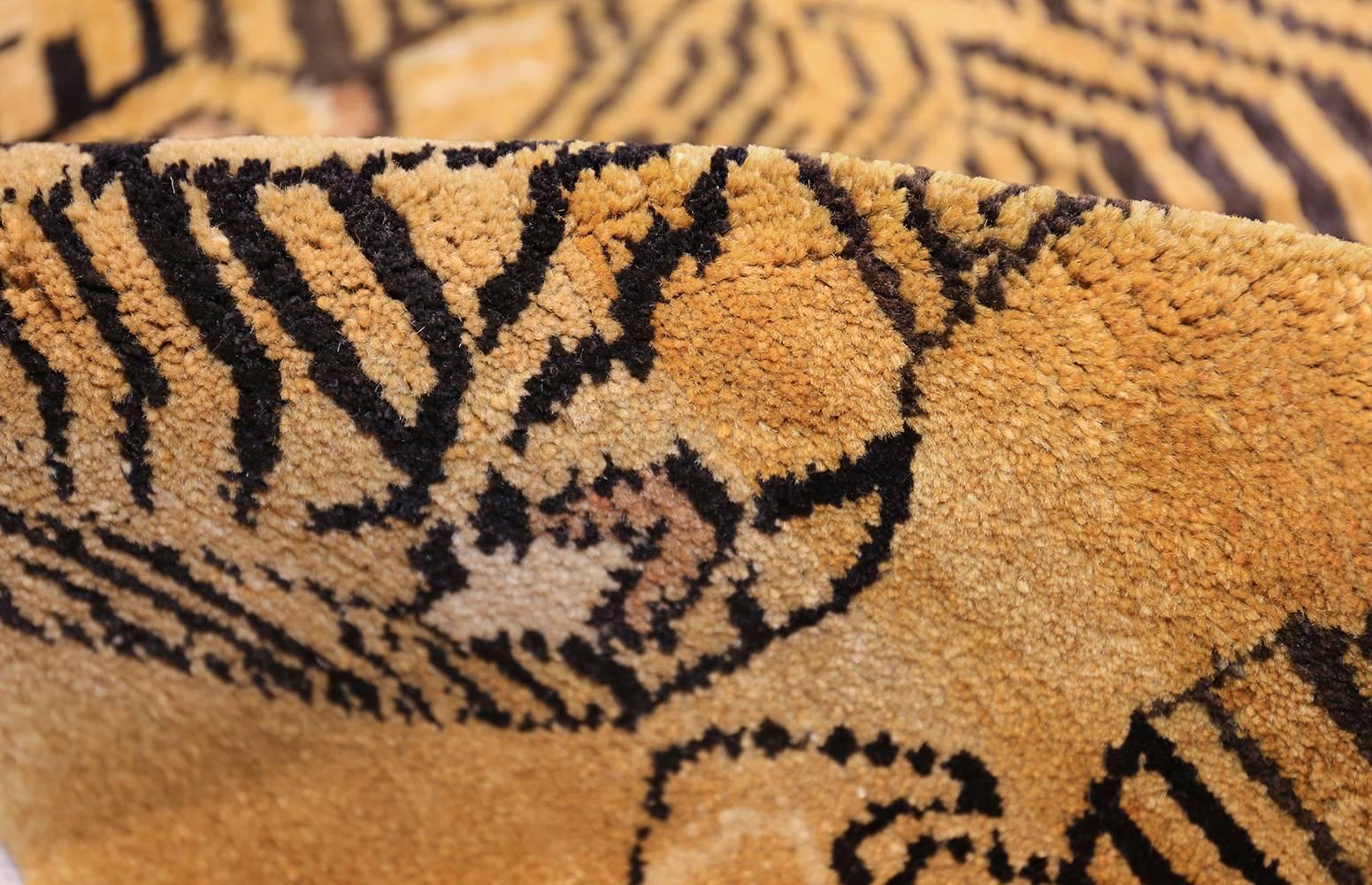 Vintage Mid Century Chinese Tiger Rug  1