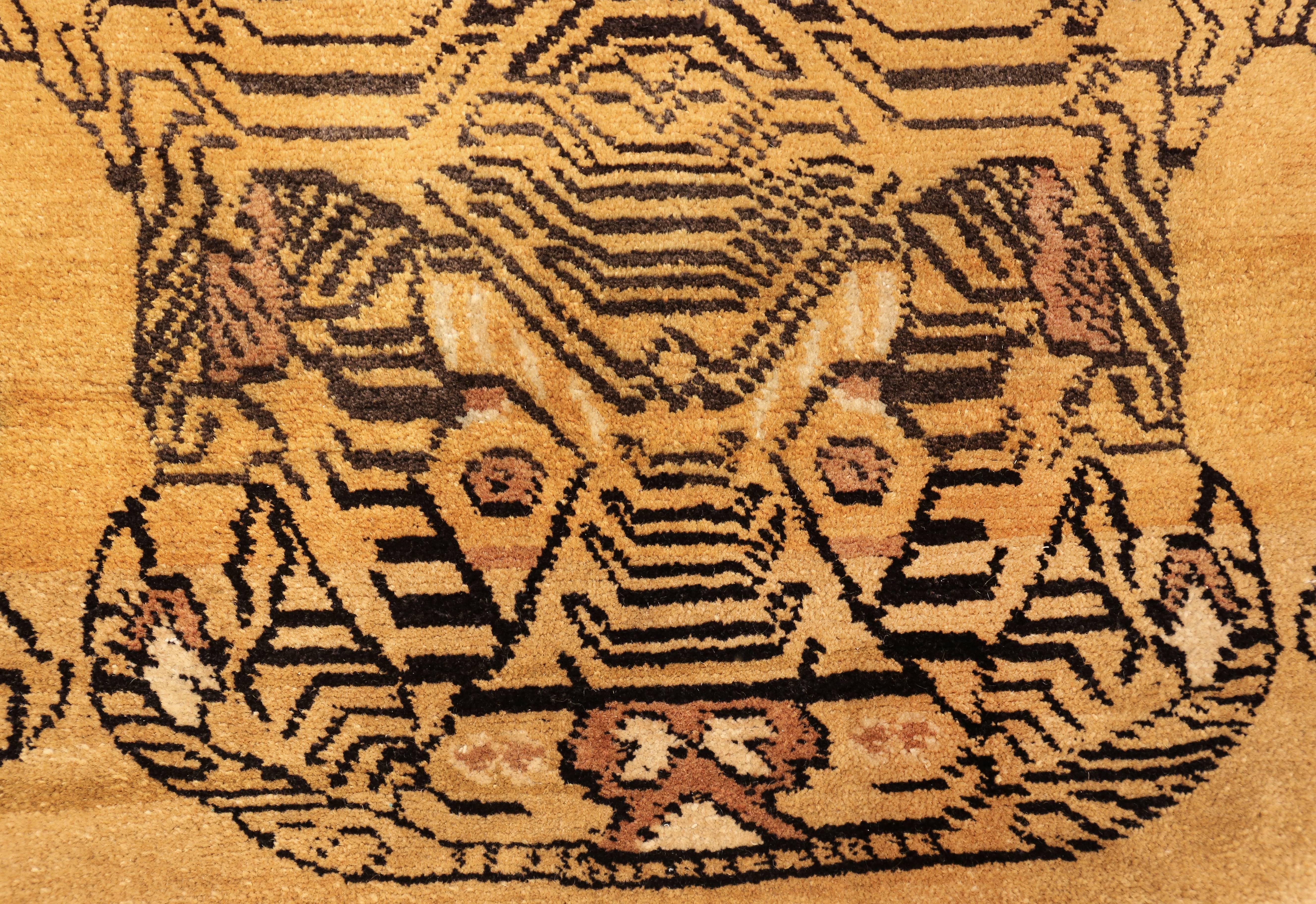 20th Century Vintage Mid Century Chinese Tiger Rug 