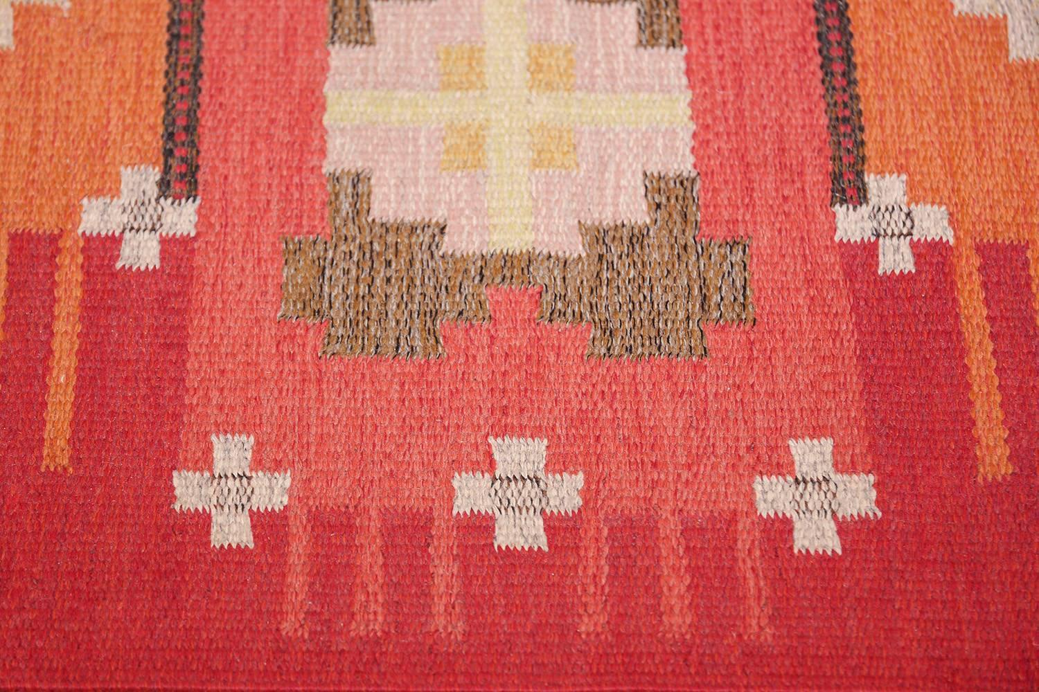 Vintage Flat-Woven Scandinavian Rug by Ingegerd Silow. Size: 4' 7