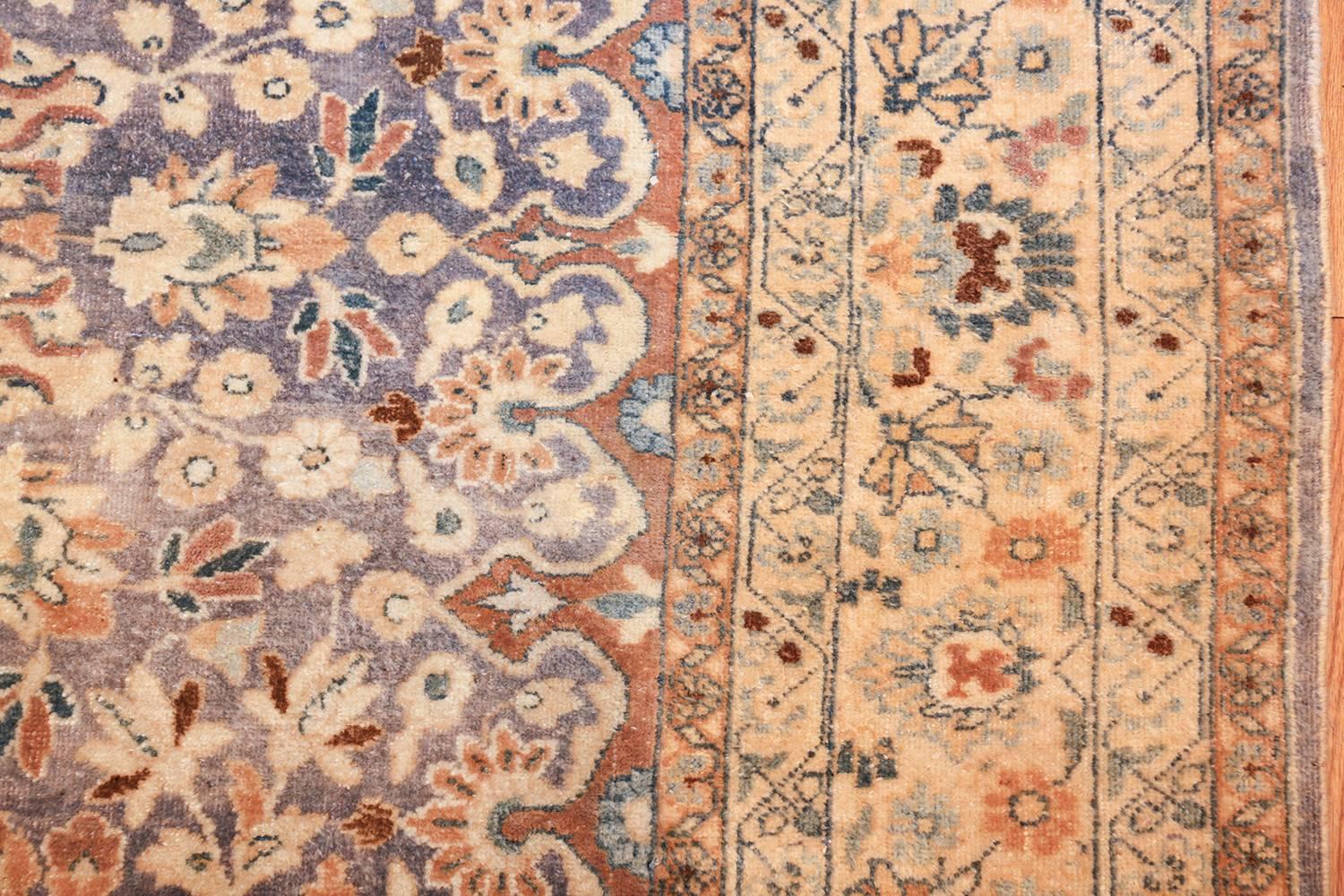 Hand-Knotted Antique Blue Background Khorassan Persian Rug