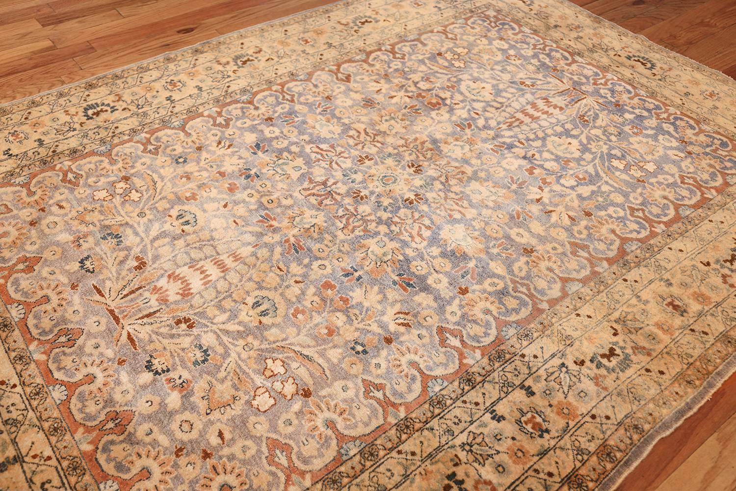 Antique Blue Background Khorassan Persian Rug 1