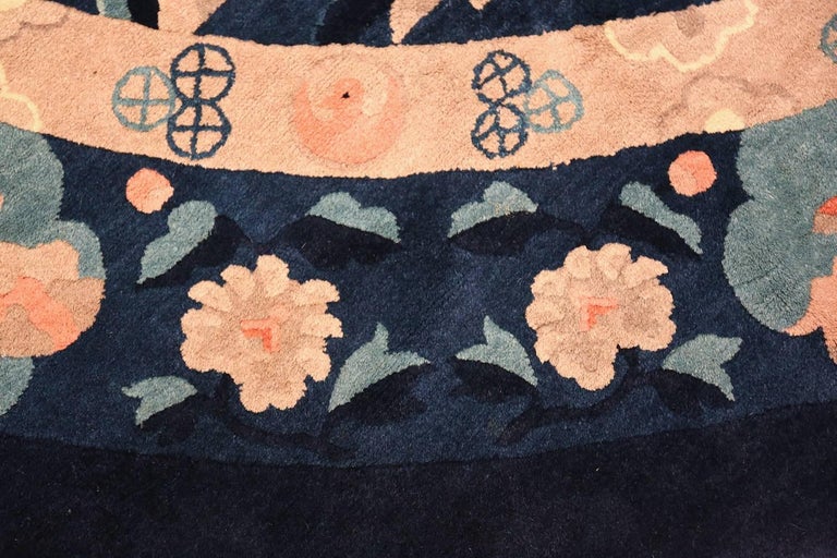 Oval Antique Navy Background Chinese Rug. Size: 8 ft 2 in x 9 ft 9 in ...