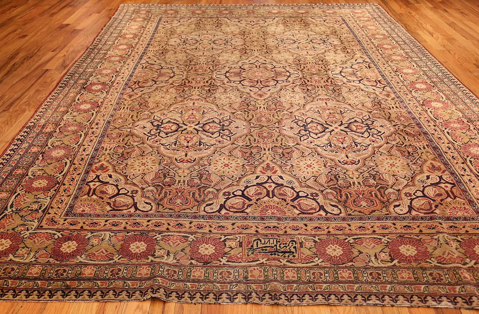Wool Antique Kerman Persian Rug. Size: 8 ft 9 in x 13 ft 1 in (2.67 m x 3.99 m)