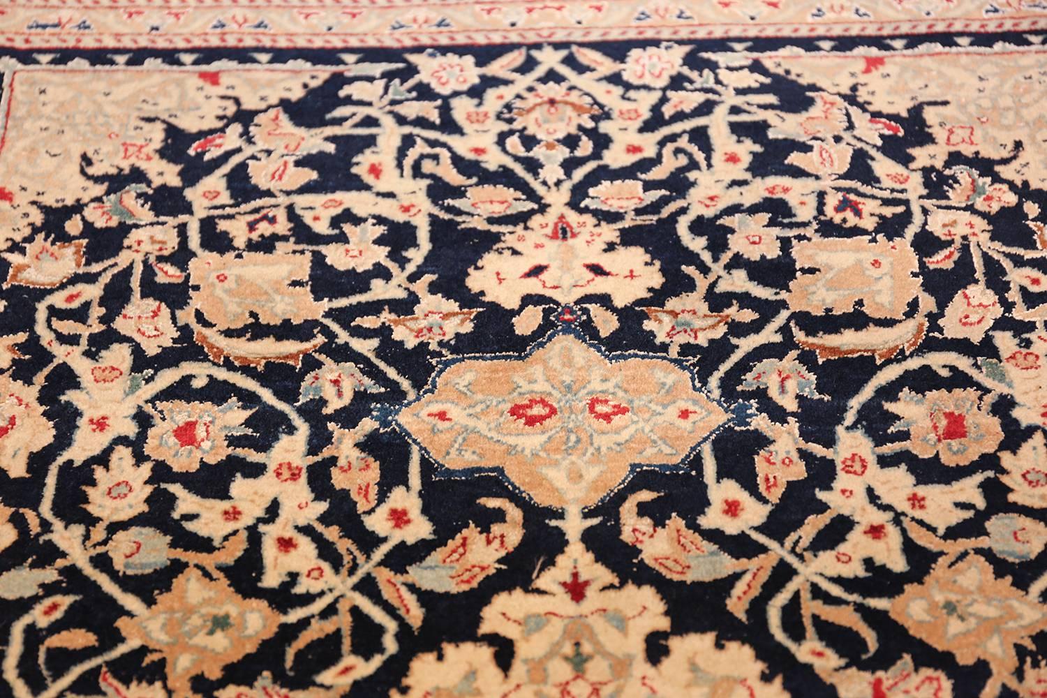 Silk and Wool Vintage Nain Persian Rug  In Excellent Condition In New York, NY
