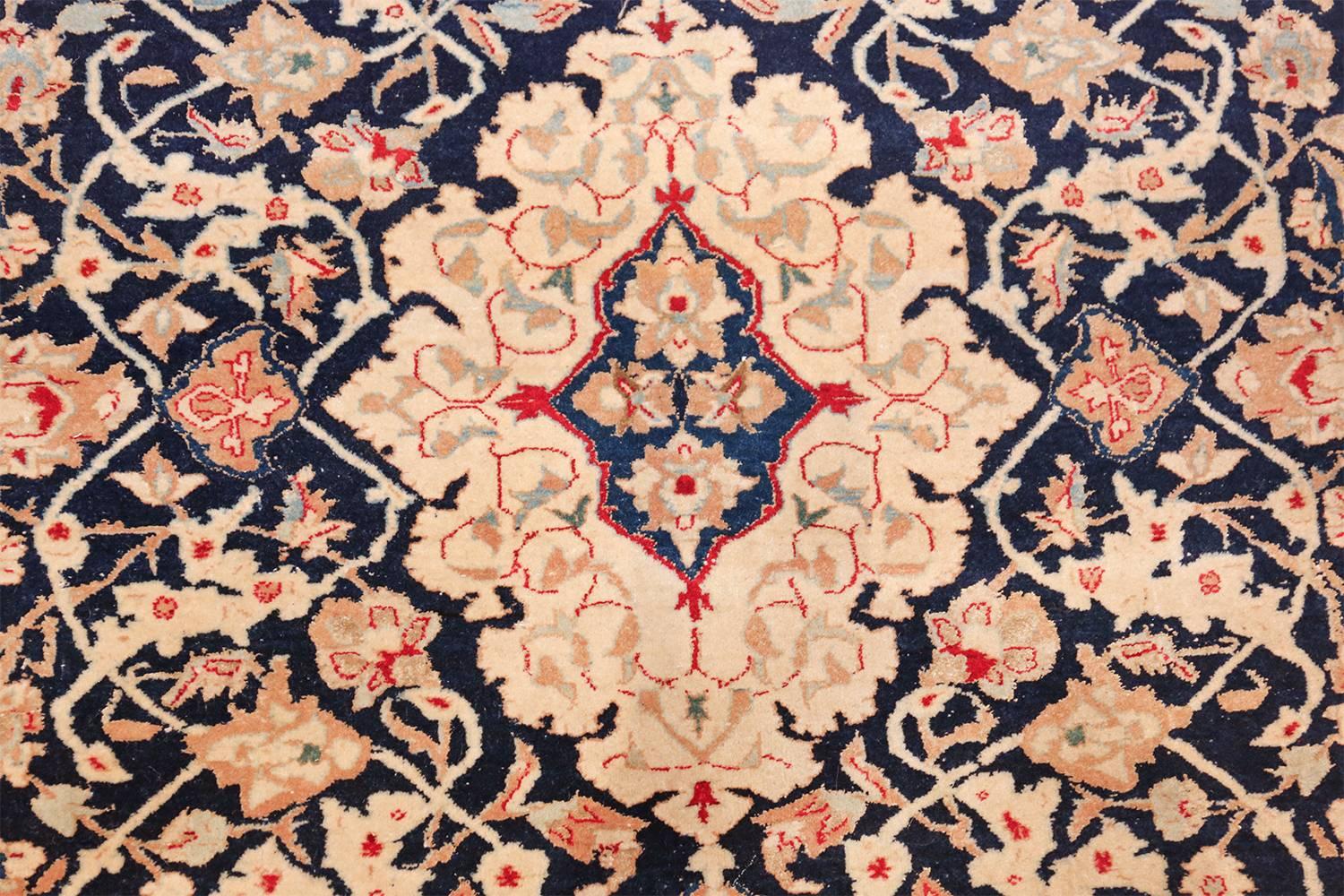 20th Century Silk and Wool Vintage Nain Persian Rug 