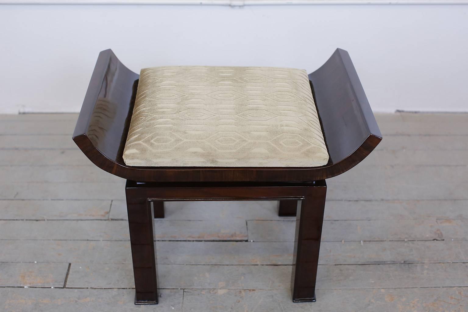 Upholstery French Art Deco Bench circa 1930s For Sale