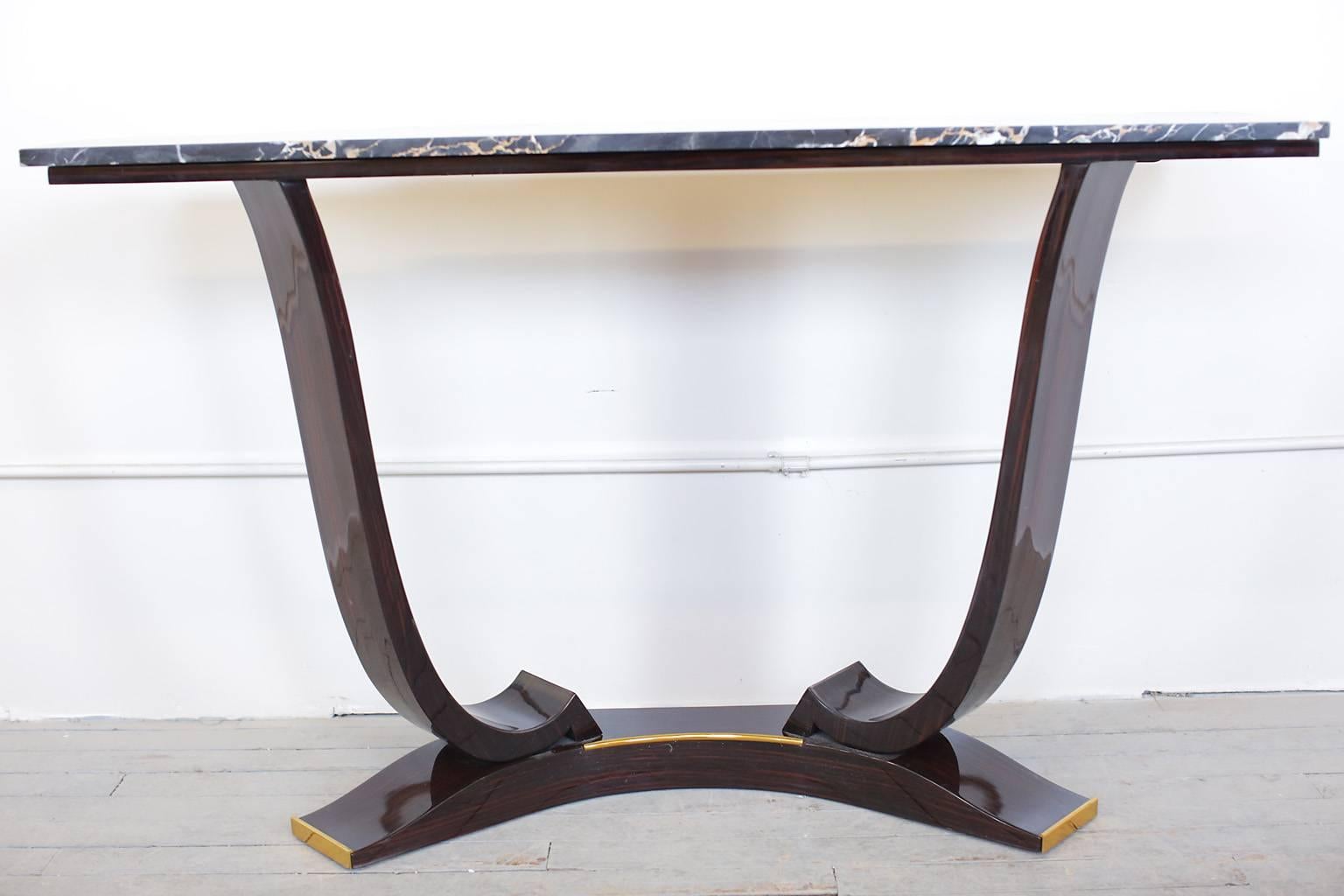 Mid-20th Century French Art Deco Console Table with Marble Top circa 1930s
