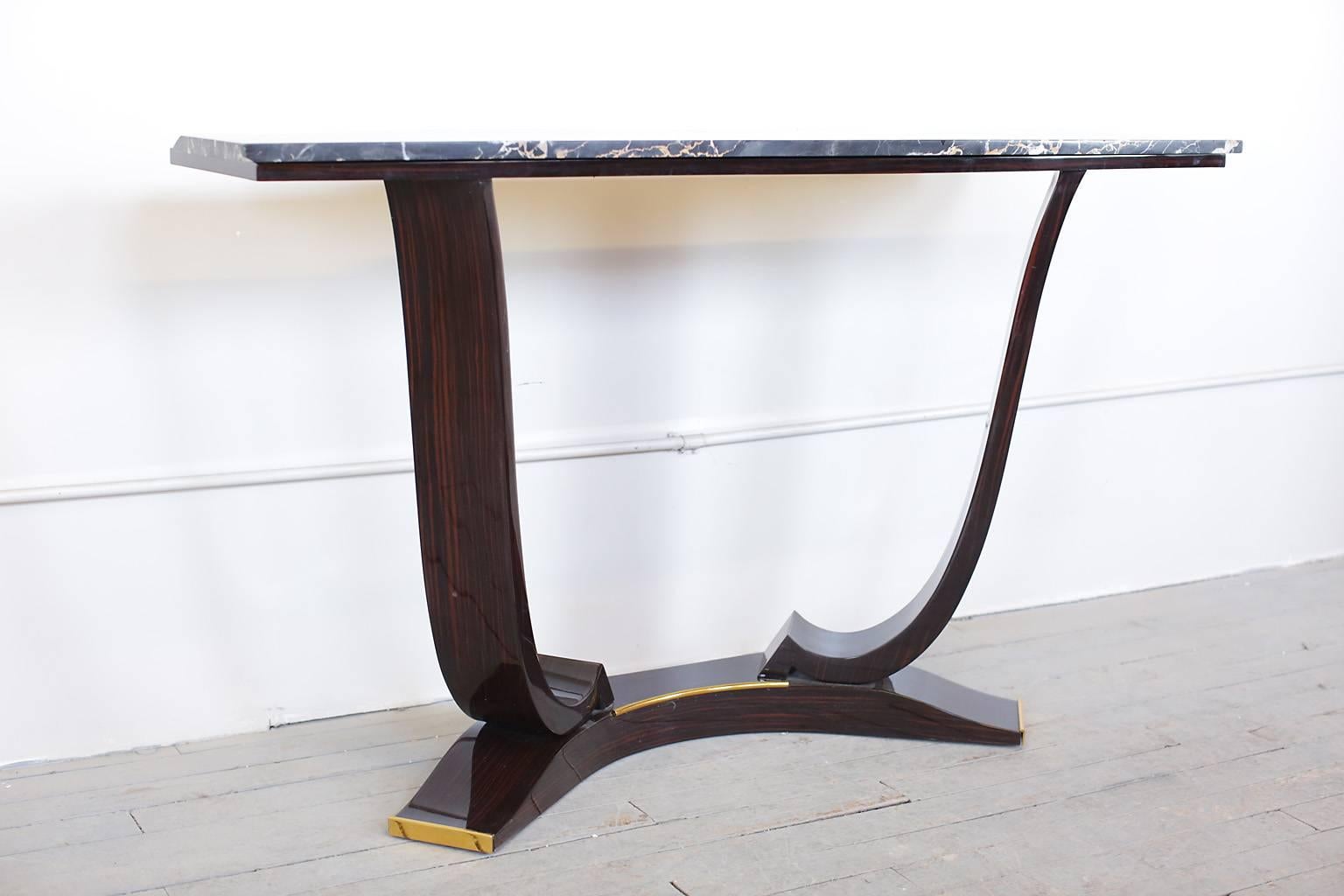 French Art Deco Console Table with Marble Top circa 1930s 1