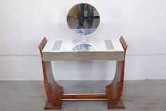 French Art Deco Vanity with Mirror and Lighted Tabletop, circa 1930s