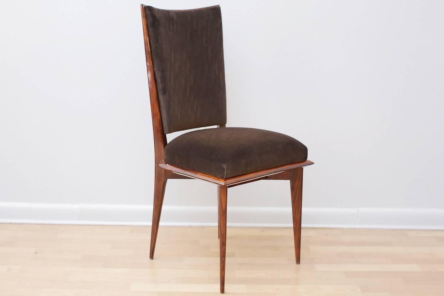 Suite of Six French Art Deco Dining Chairs, circa 1940s In Excellent Condition In New York, NY