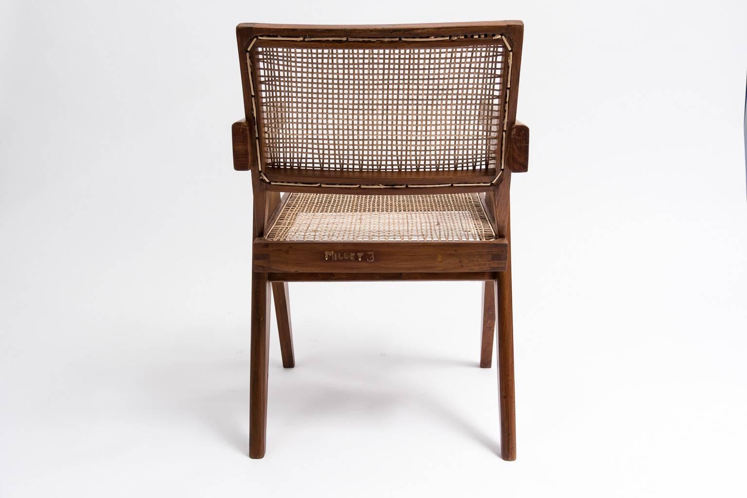 Pierre Jeanneret Set of Eight Arm/Dining Chairs In Excellent Condition For Sale In New York, NY