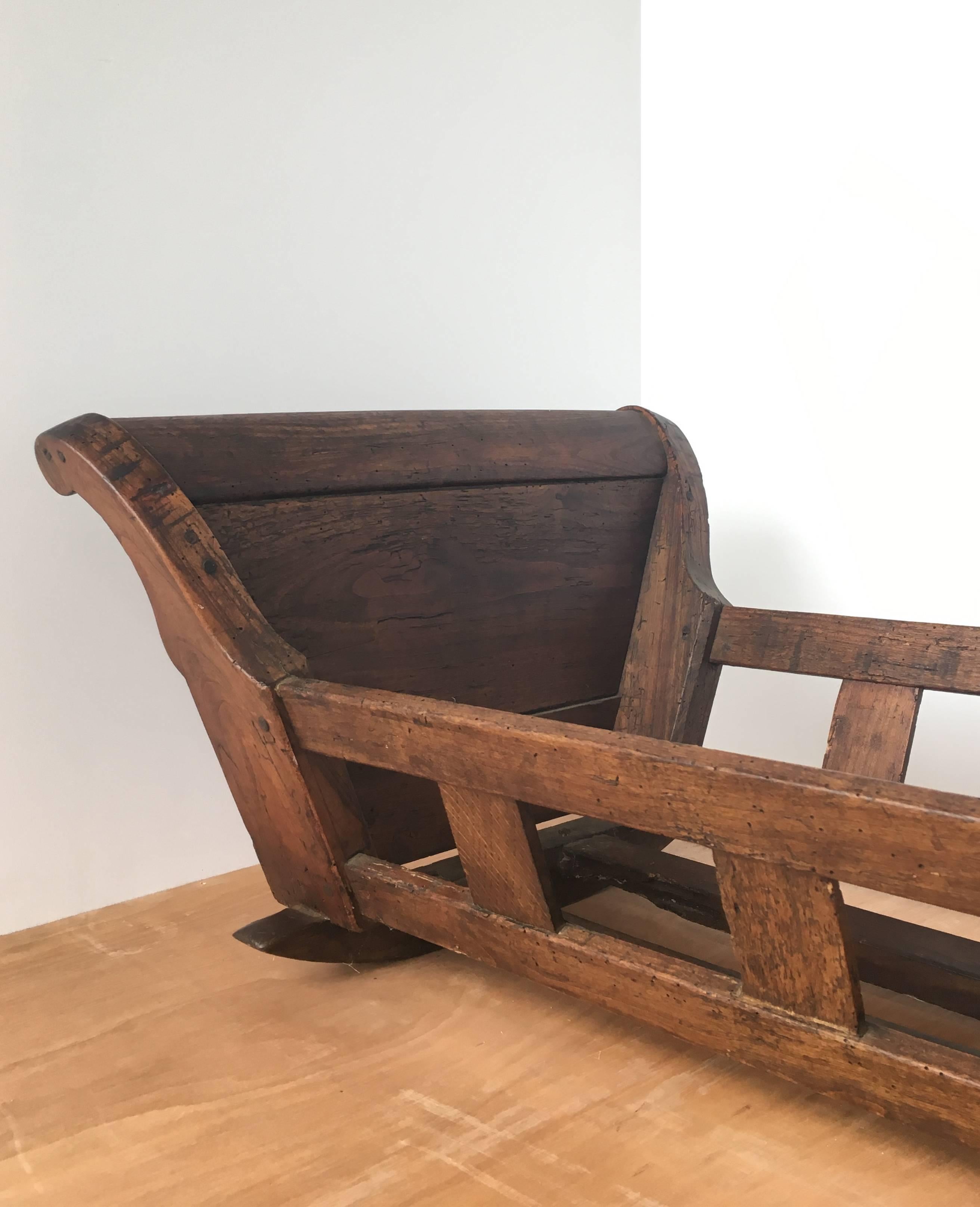 19th century walnut rocking cradle. 