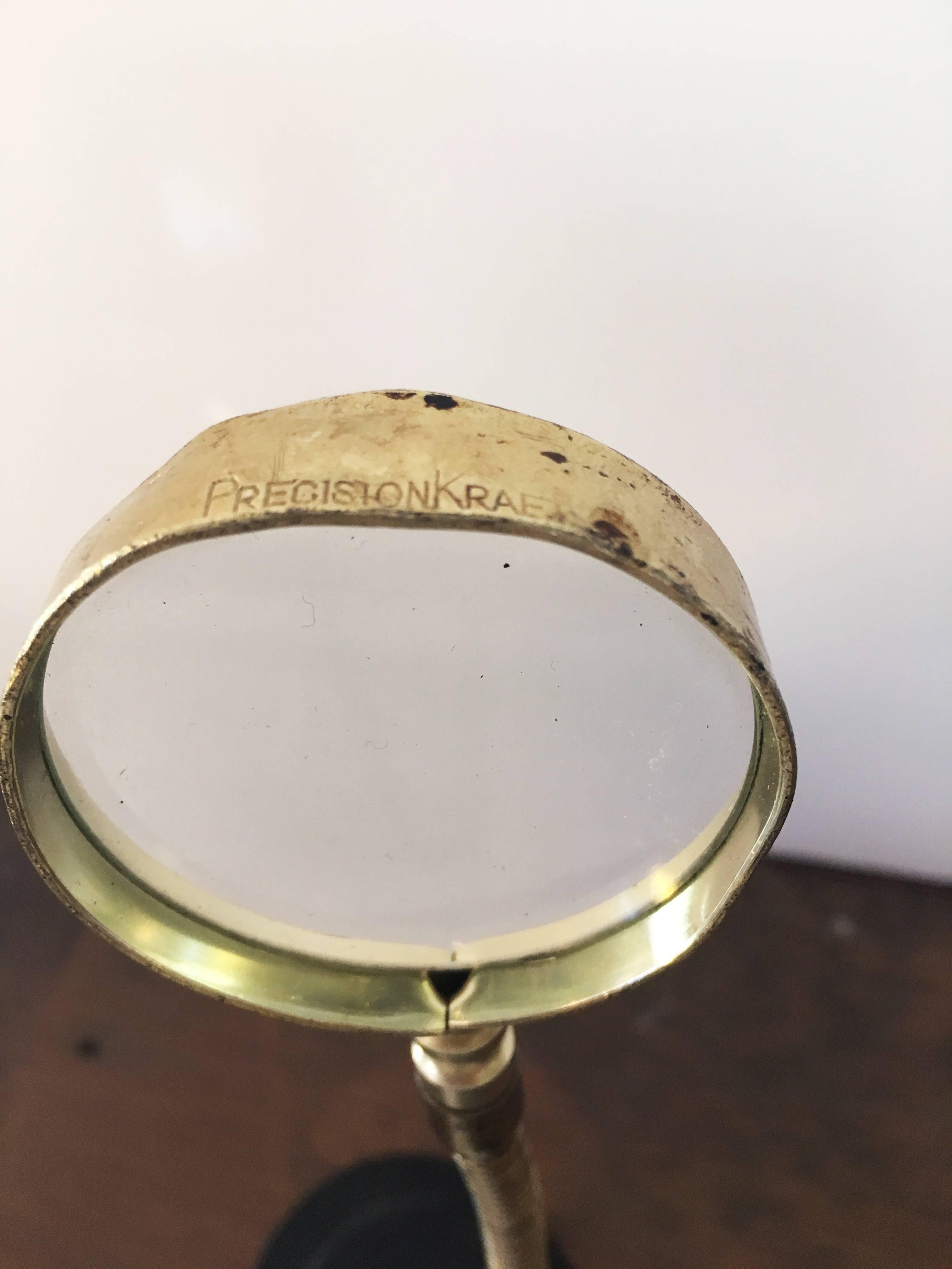 Vintage American Brass Gooseneck Magnifying Glass, circa 20th Century 1