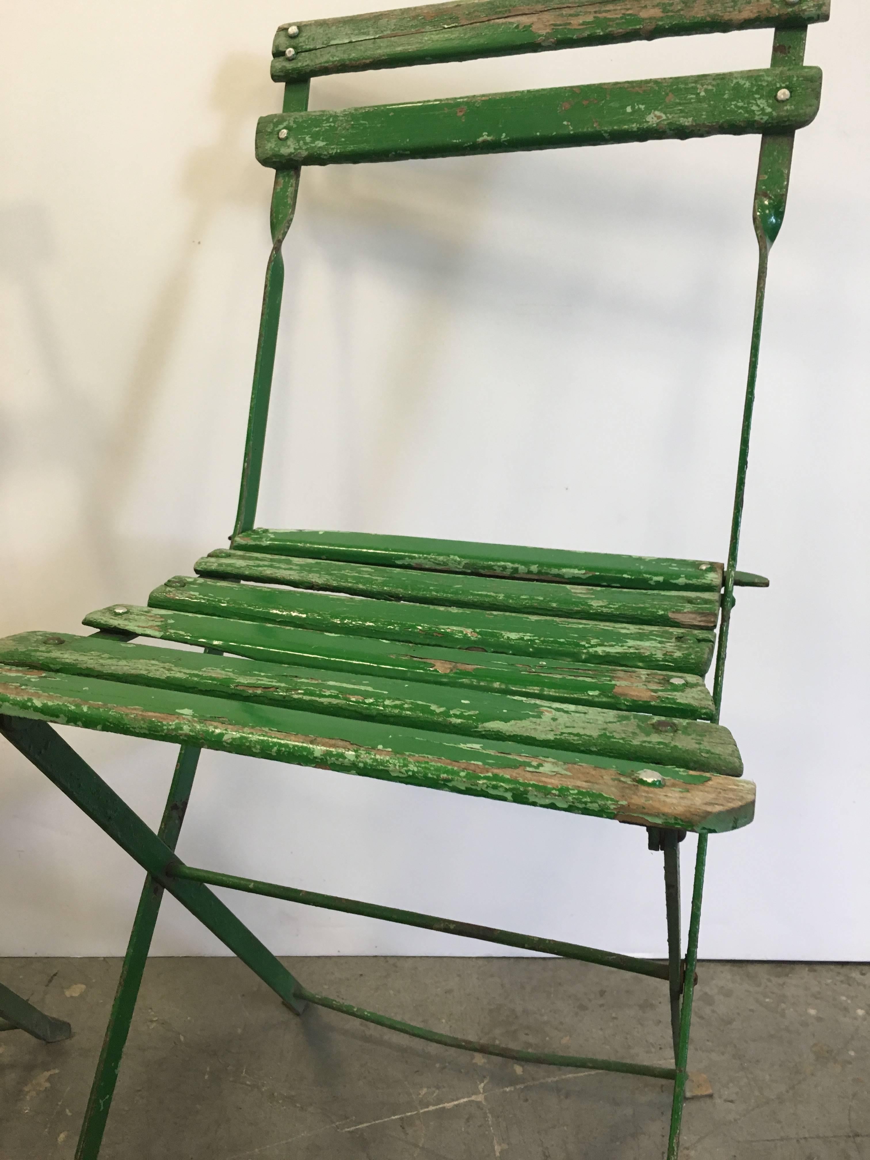 Français Ensemble de chaises bistro vertes vintage en vente