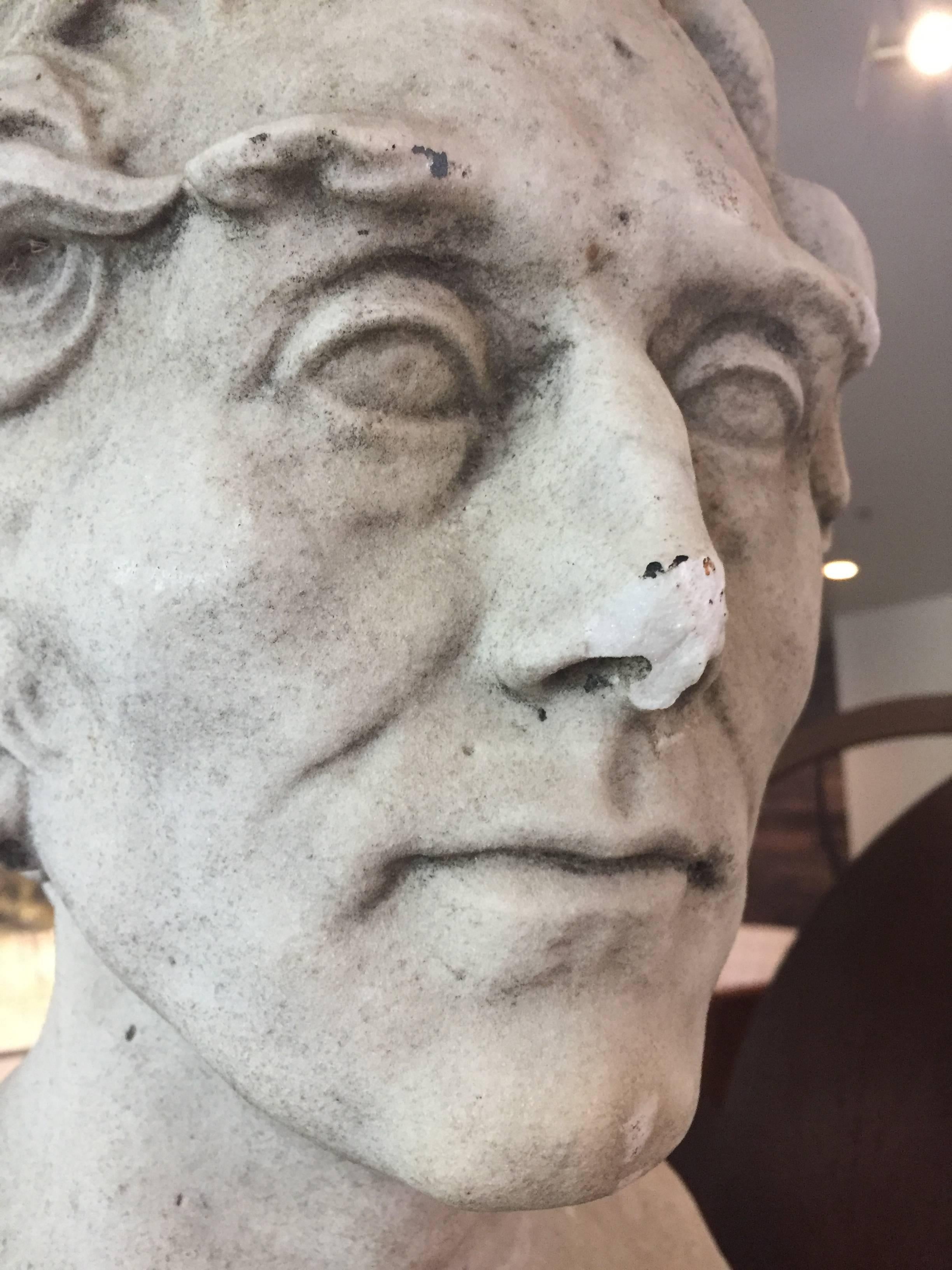 Marble Bust of Philosopher, c.19th Century, France In Good Condition In Napa, CA