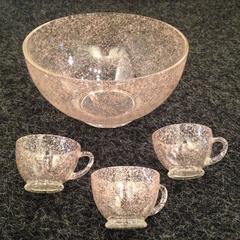 Twenty-Four Piece Pink Glass Punch Bowl Set