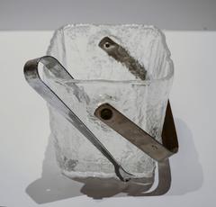 Vintage Hoya Barware Set with Ice Bucket, Six Glasses, and Pair of Ice Tongs