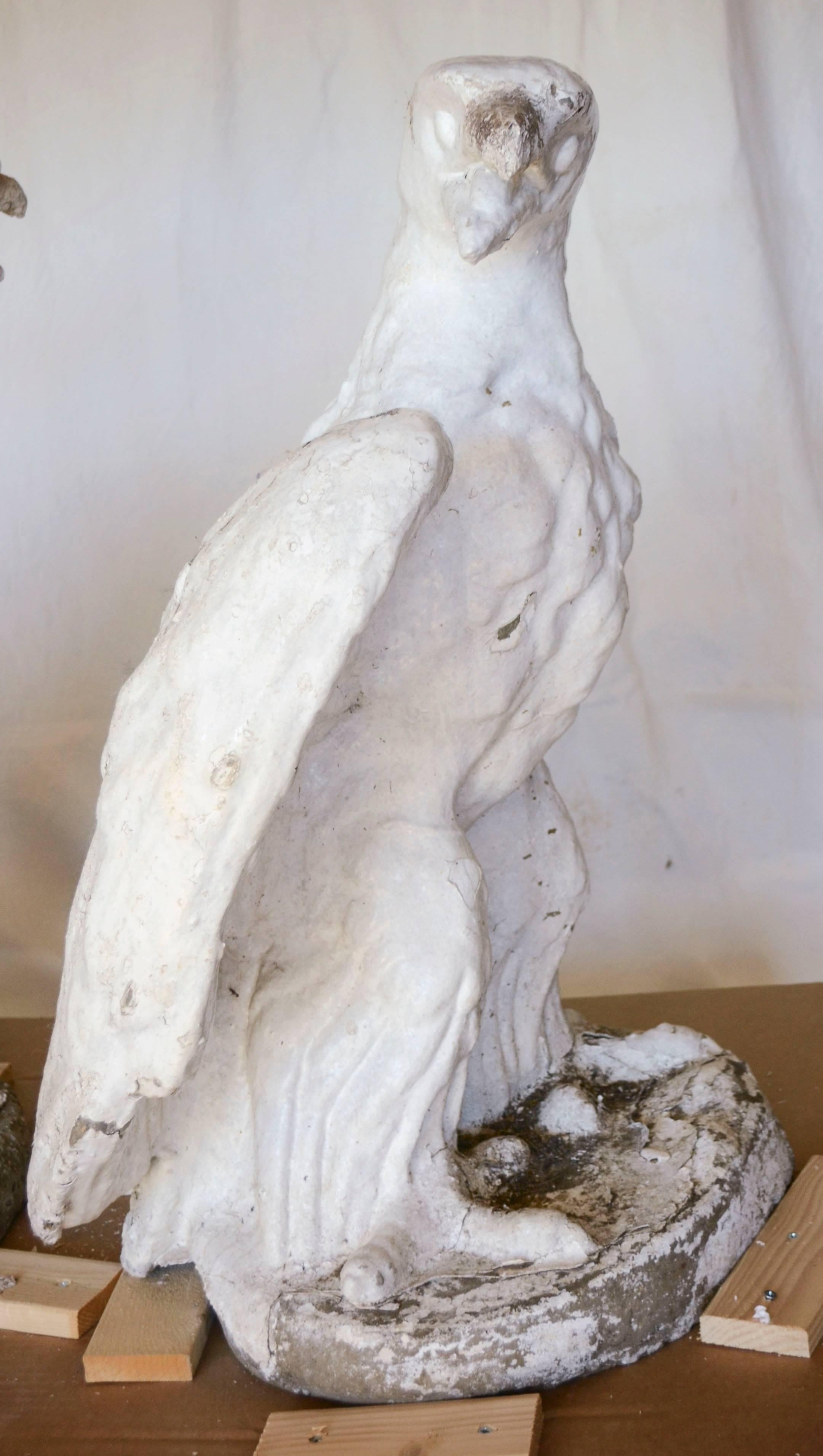 20th Century Pair of Cast Stone Garden Eagles For Sale