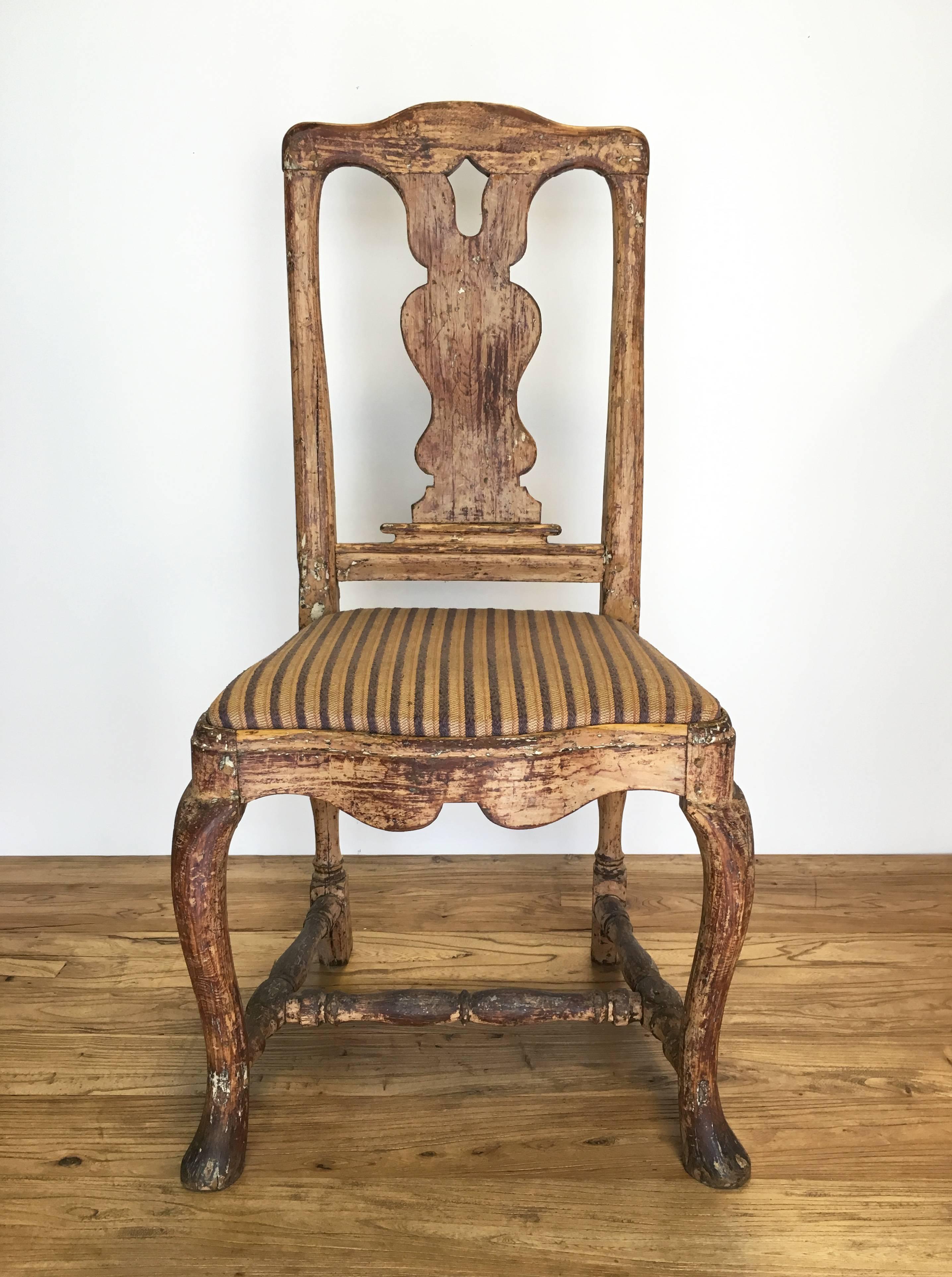 Pair of vintage Rococo chairs, from Sweden, circa 1740. Very sturdy; in vintage condition with wear consistent with age and use. Please see images for more condition details. Priced and sold as a pair.
