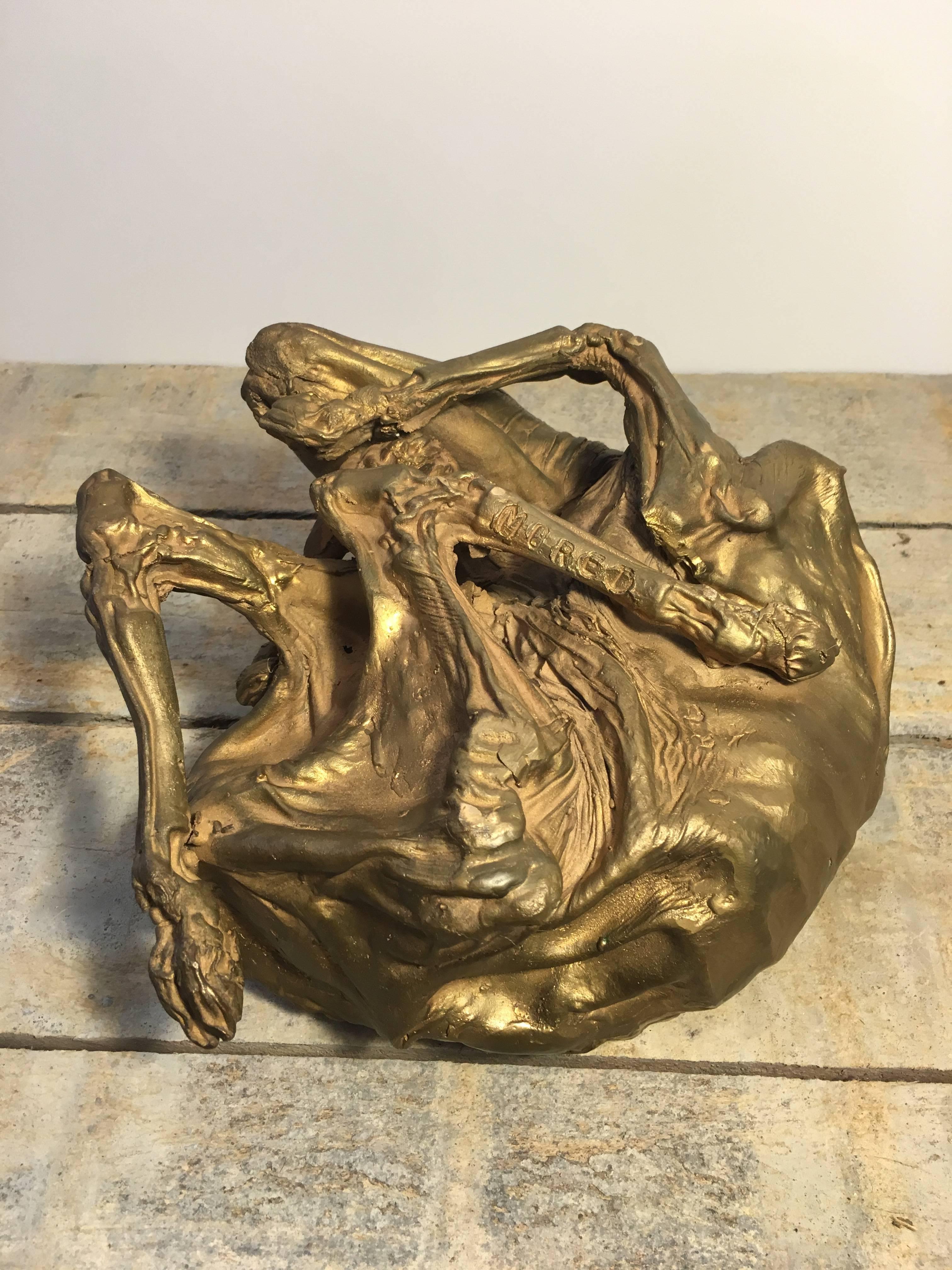 Vintage Bronze Cast of Calf Fetus In Excellent Condition For Sale In Napa, CA