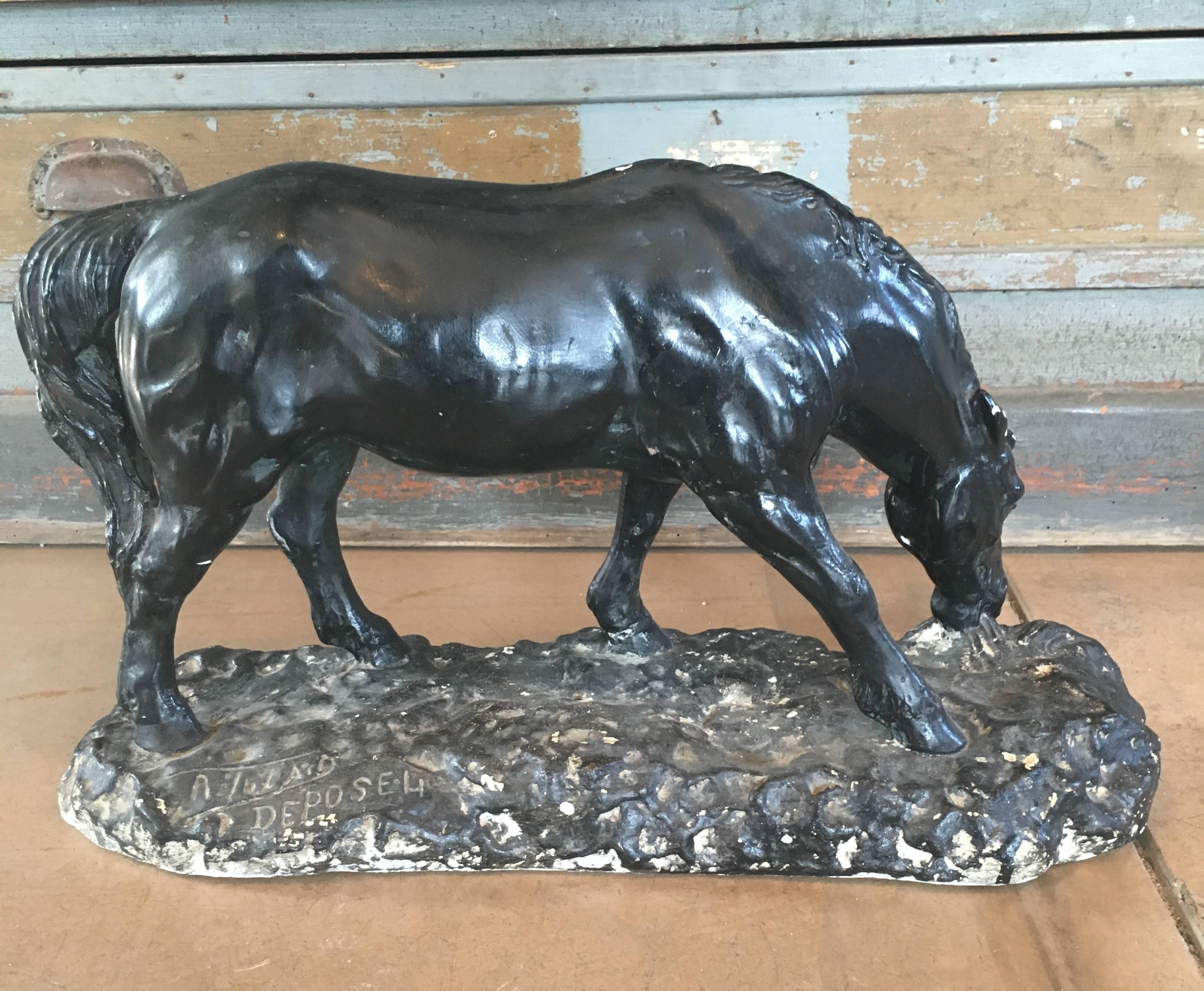 Antique Painted Plaster Horse, France, circa 1900 In Good Condition For Sale In Napa, CA