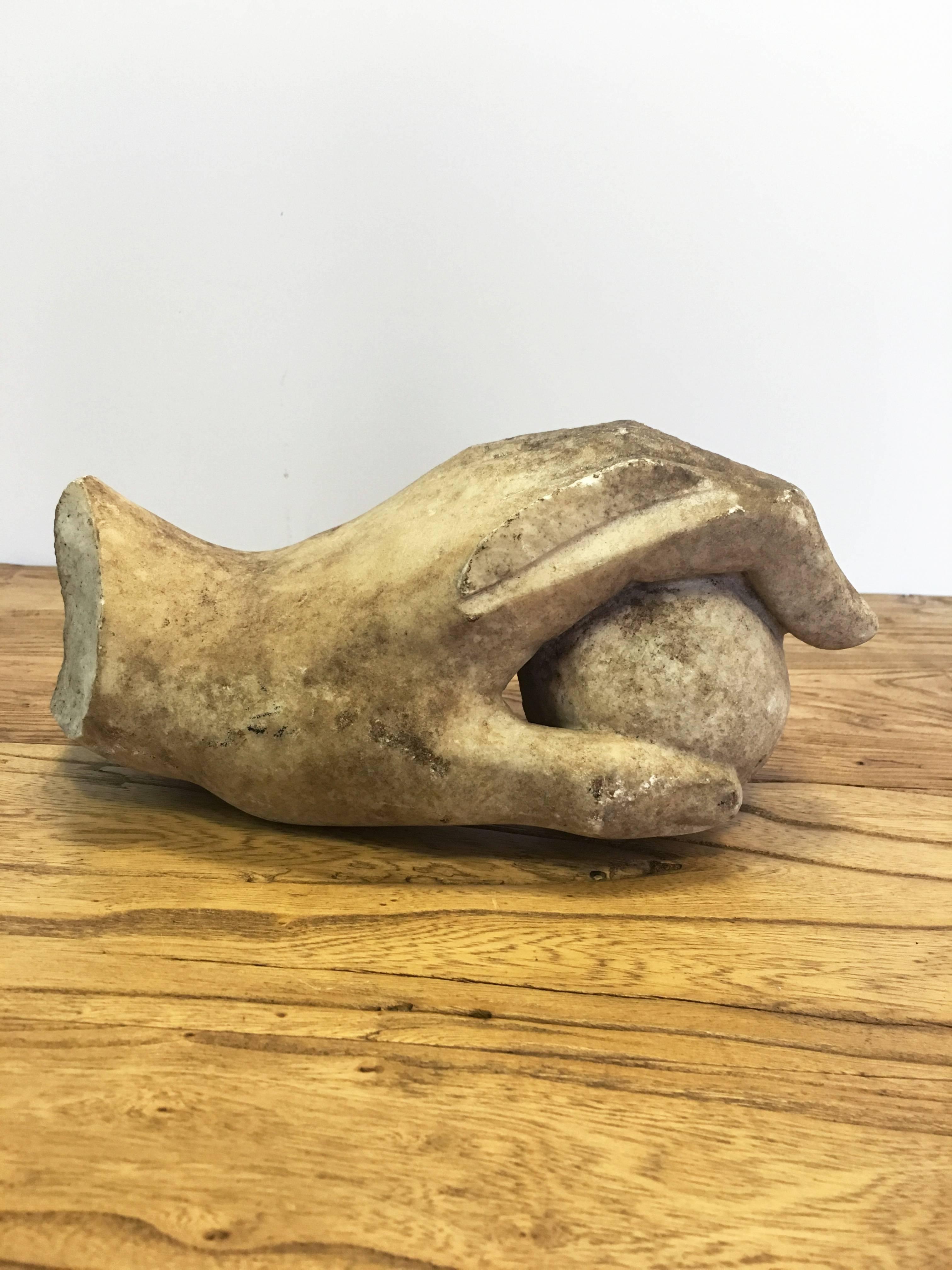 Vintage Marble Hand Fragment In Excellent Condition In Napa, CA